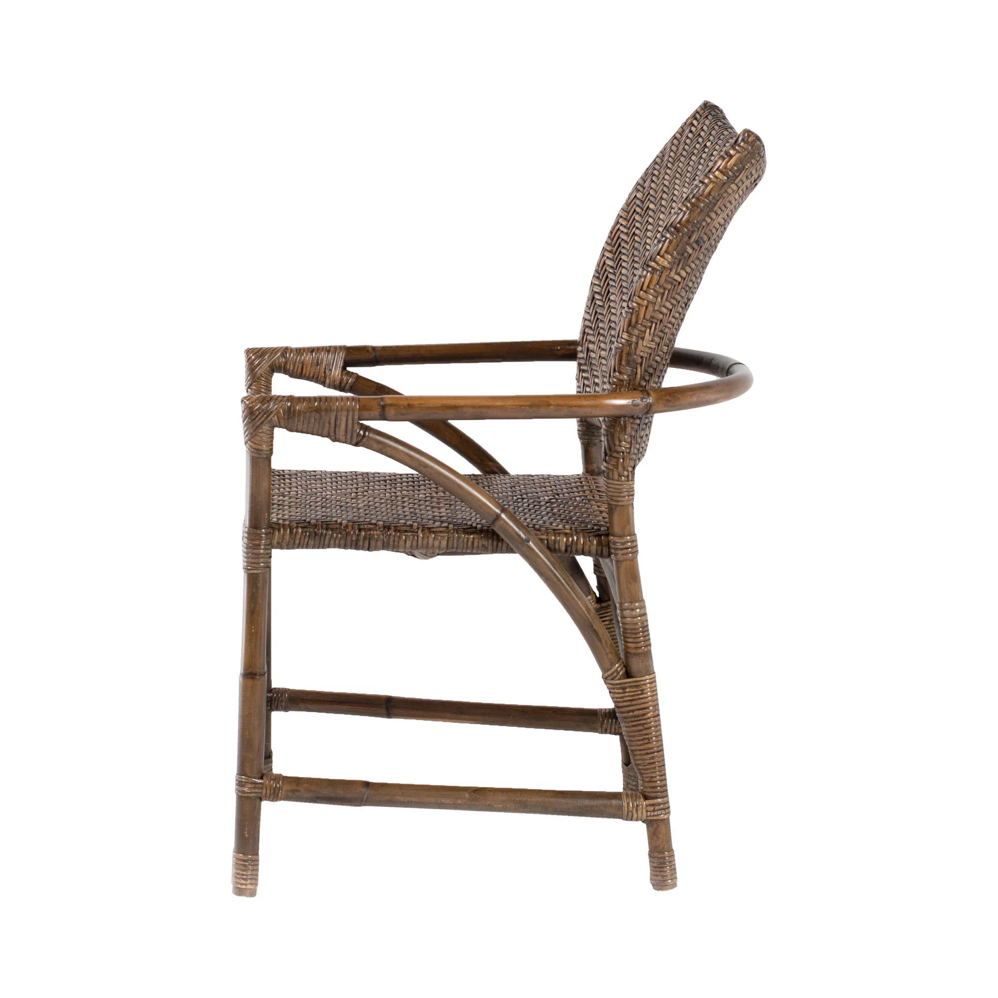 Set of Two Brown Rattan Open Back Dining Arm Chairs By Homeroots - Image 8