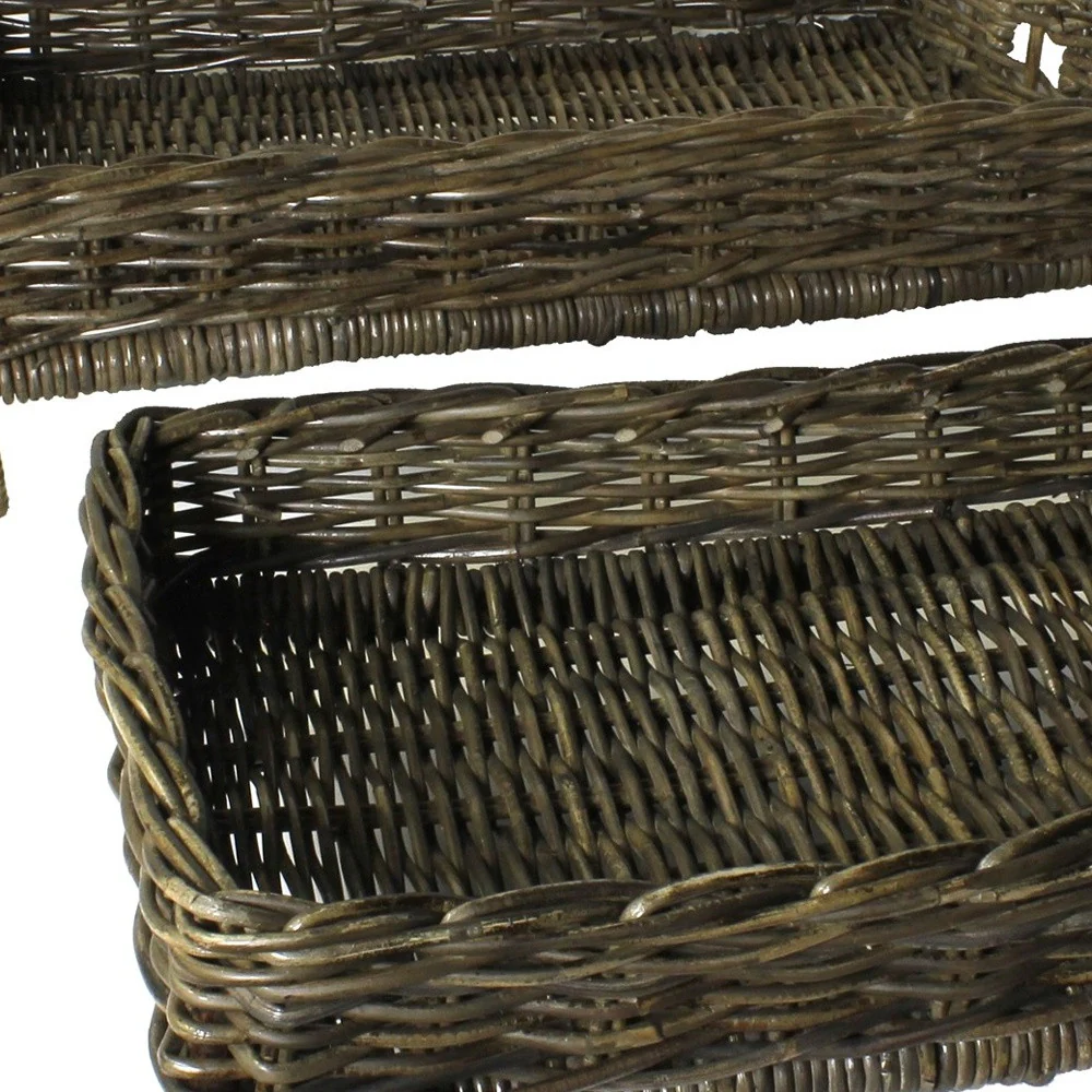 Set Of Two Brown Rattan Trays By Homeroots - Image 5