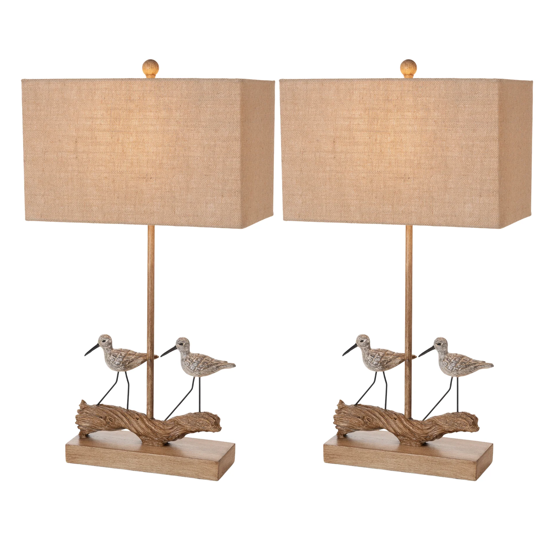 Set of Two Brown Sand Piper Bird Table Lamps With Brown Shade By Homeroots - Image 2