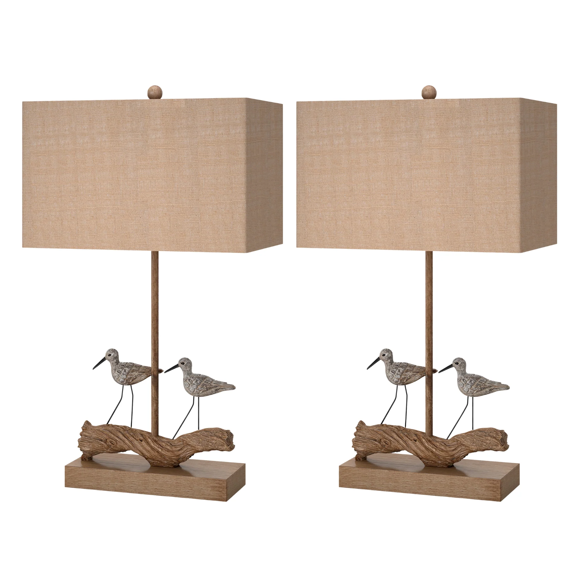 Set of Two Brown Sand Piper Bird Table Lamps With Brown Shade By Homeroots - Image 3