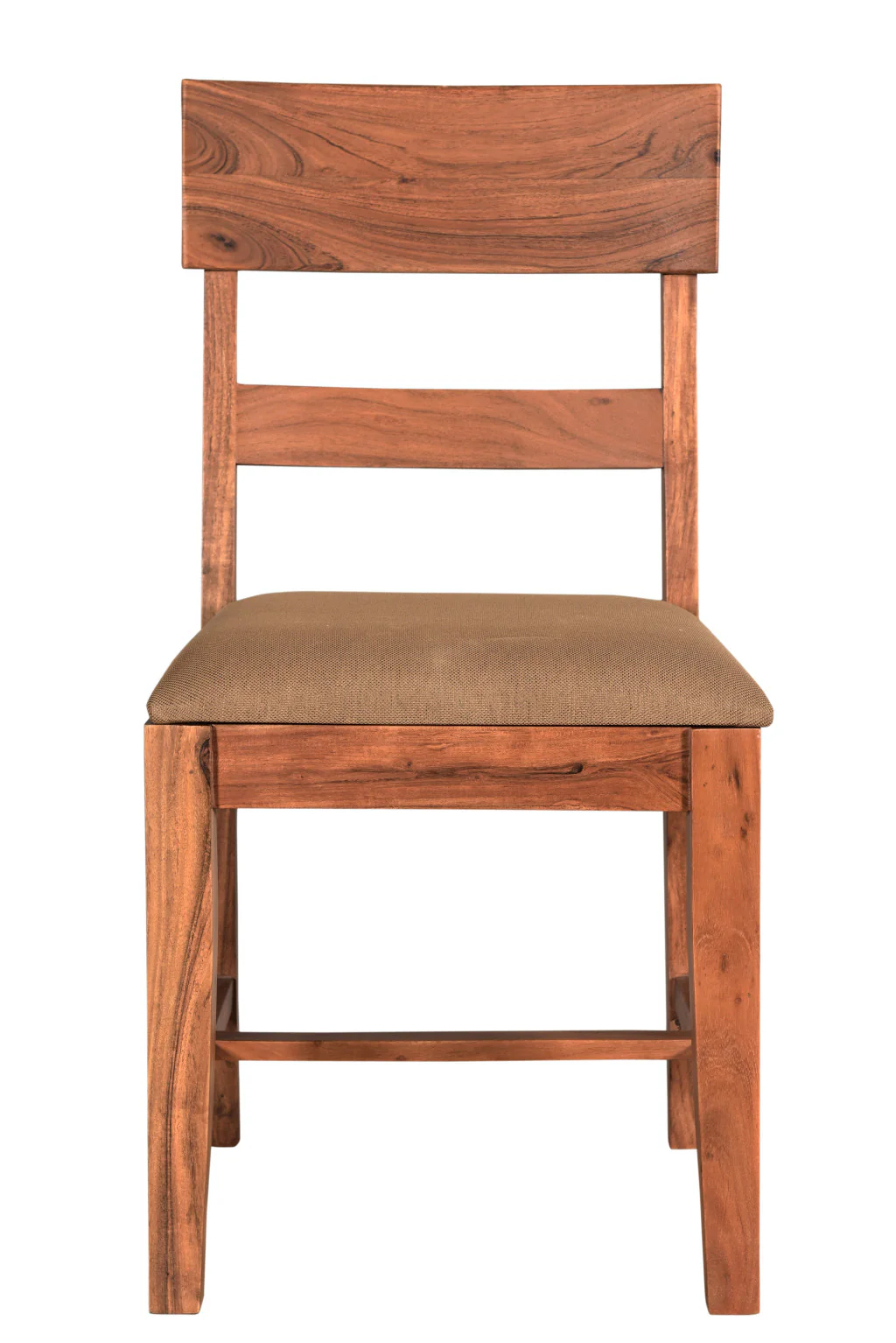 Set of Two Brown Upholstered Fabric Slat Back Dining Side Chairs By Homeroots - Image 2