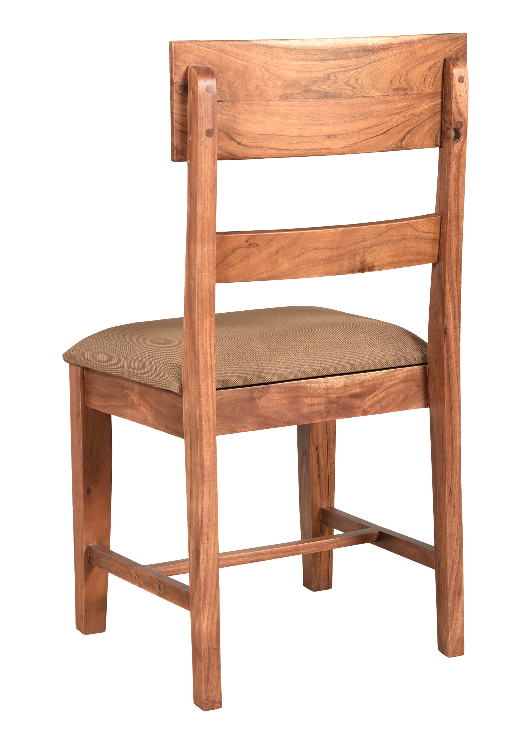 Set of Two Brown Upholstered Fabric Slat Back Dining Side Chairs By Homeroots - Image 4
