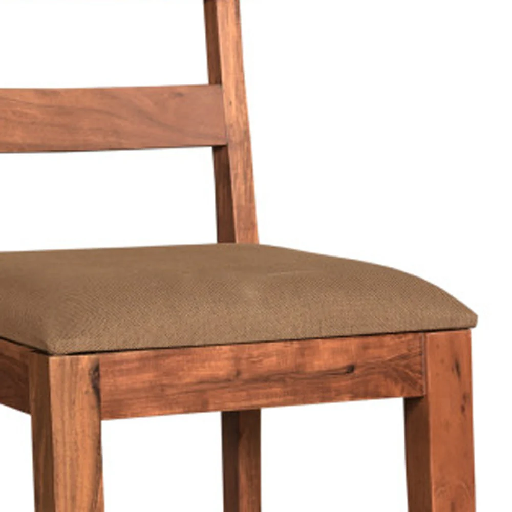 Set of Two Brown Upholstered Fabric Slat Back Dining Side Chairs By Homeroots - Image 6