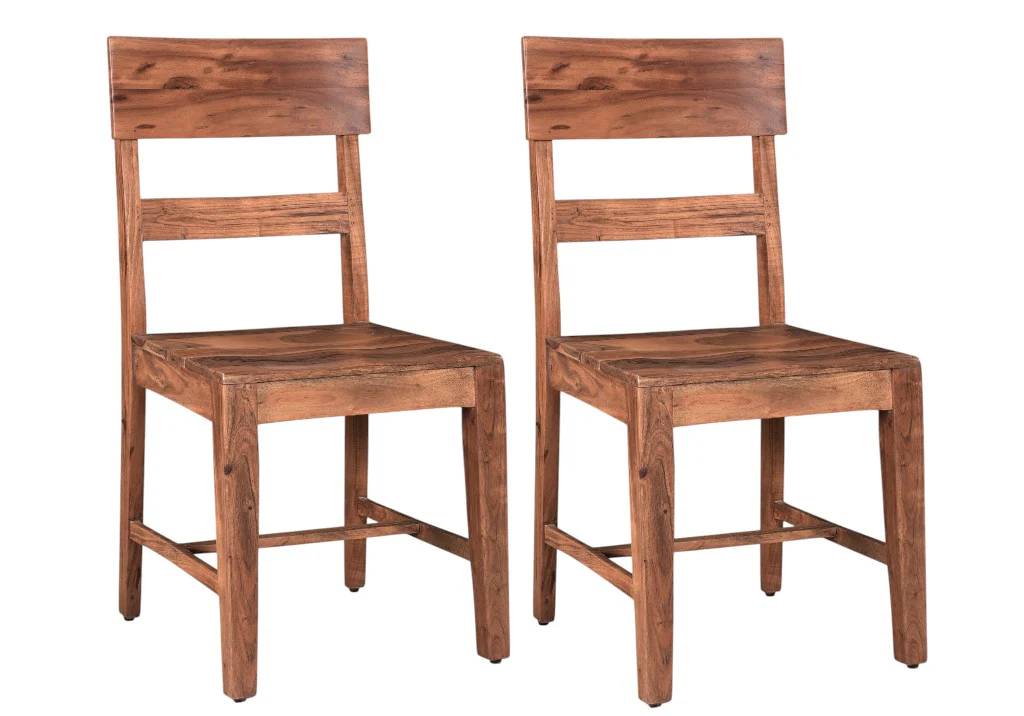 Set of Two Brown Wood Ladder Back Dining Side Chairs By Homeroots - Image 7