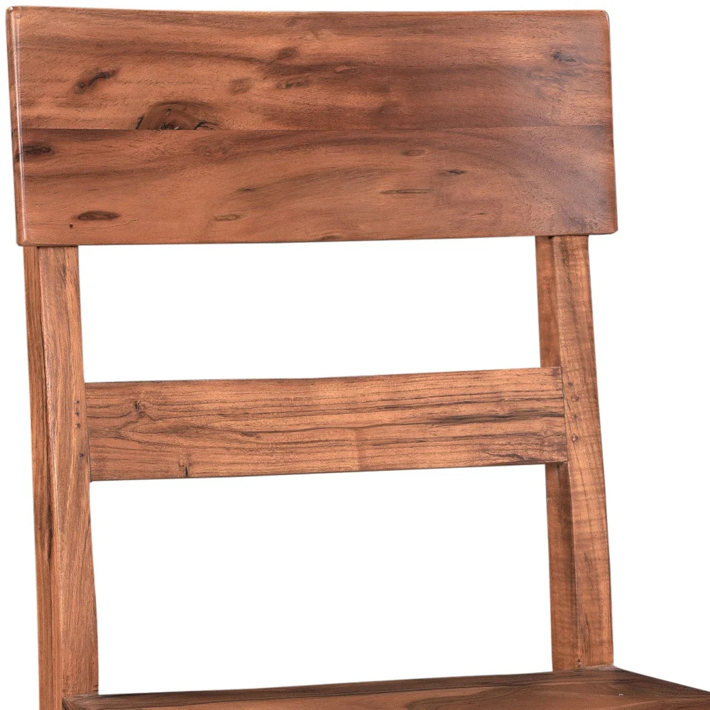 Set of Two Brown Wood Ladder Back Dining Side Chairs By Homeroots - Image 8