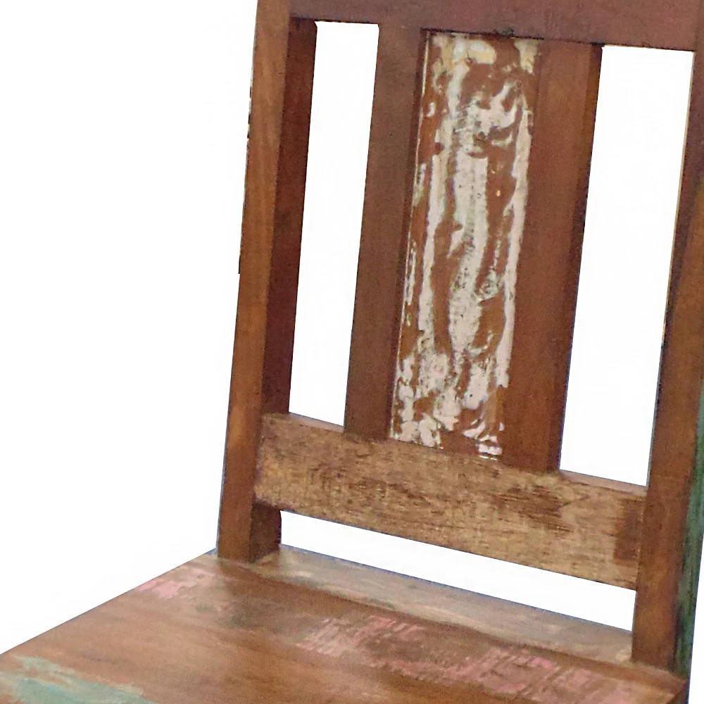 Set of Two Brown Wood Slat Back Dining Side Chairs By Homeroots - Image 3