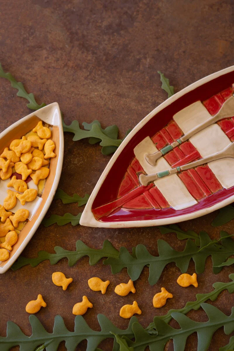 Set Of Two Ceramic Boat Platters (Min 2) By Kalalou - Image 2