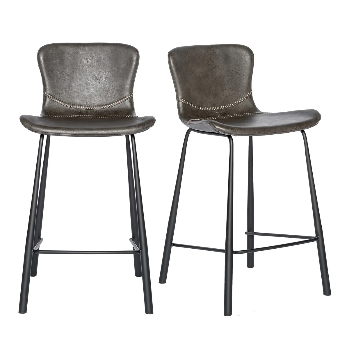 Set of Two Charcoal Counter Stools By Homeroots - Image 6
