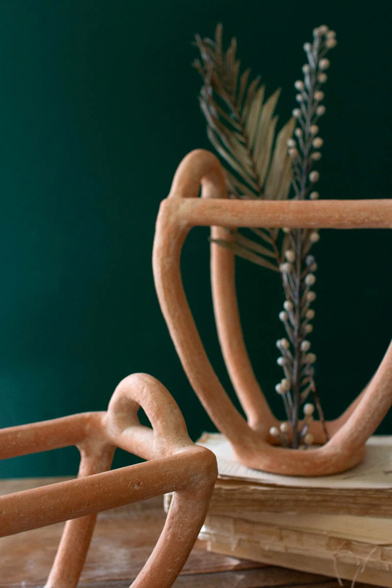 Set Of Two Clay Fruit Basket Sculptures By Kalalou - Image 5