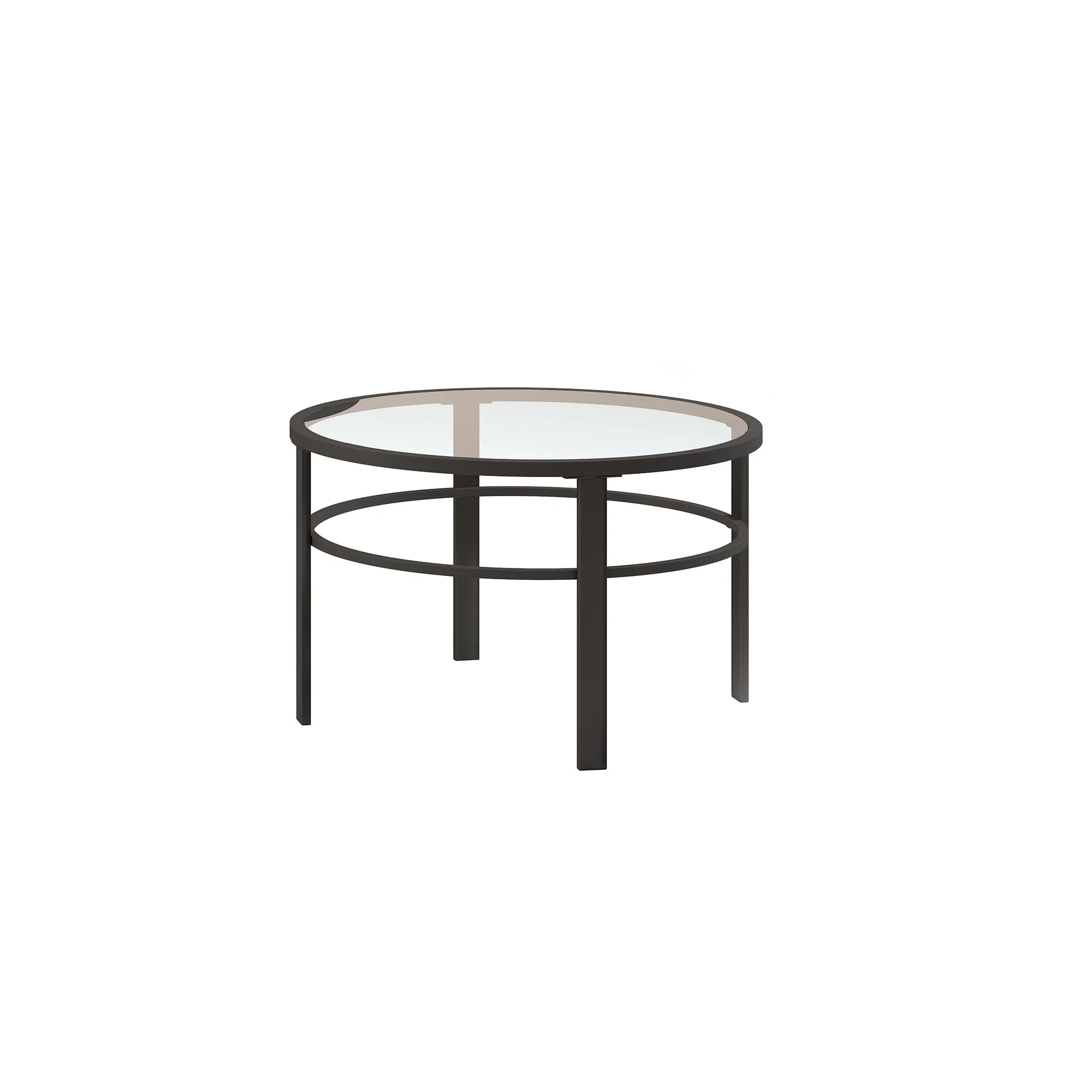 Set of Two Clear And Black Glass And Steel Round Nested Coffee Tables By Homeroots - Image 2