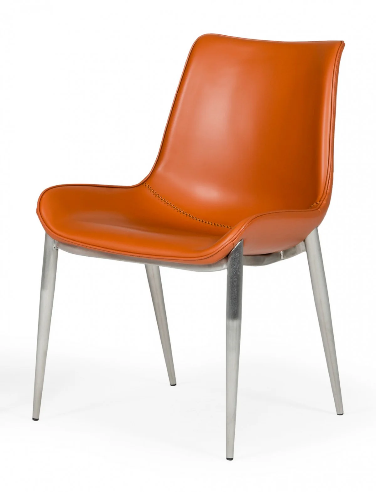 Set of Two Cognac Faux Leather Modern Dining Chairs By Homeroots - Image 2