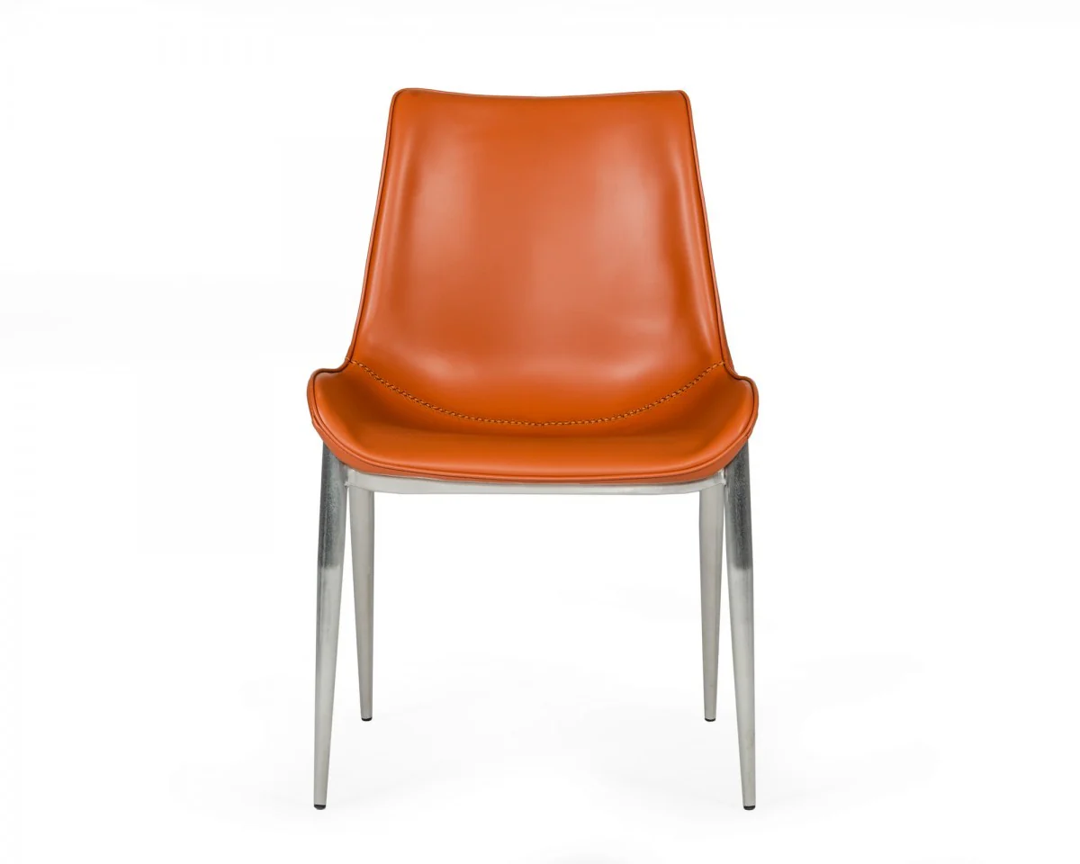 Set of Two Cognac Faux Leather Modern Dining Chairs By Homeroots - Image 3
