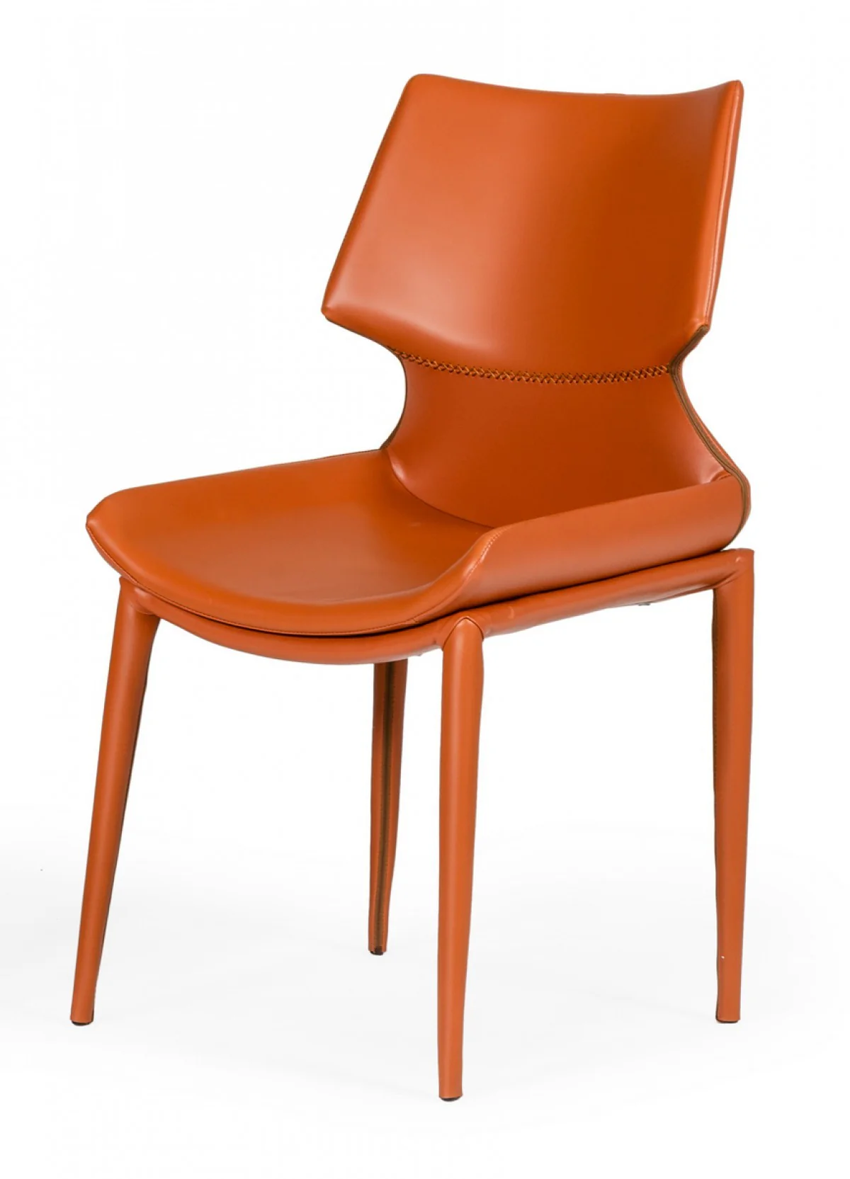 Set of Two Cognac Faux Leather Wrapped Dining Chairs By Homeroots - Image 2
