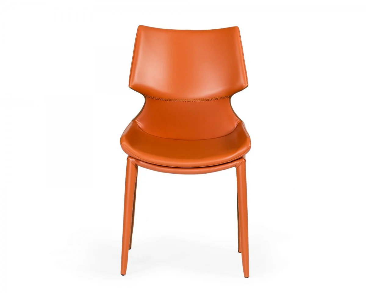 Set of Two Cognac Faux Leather Wrapped Dining Chairs By Homeroots - Image 3