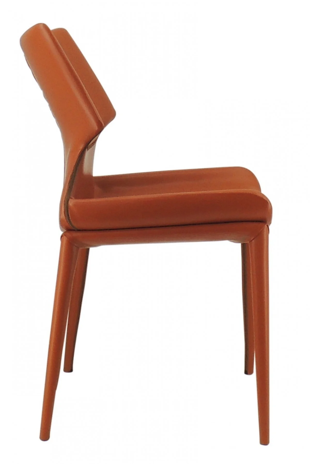 Set of Two Cognac Faux Leather Wrapped Dining Chairs By Homeroots - Image 4