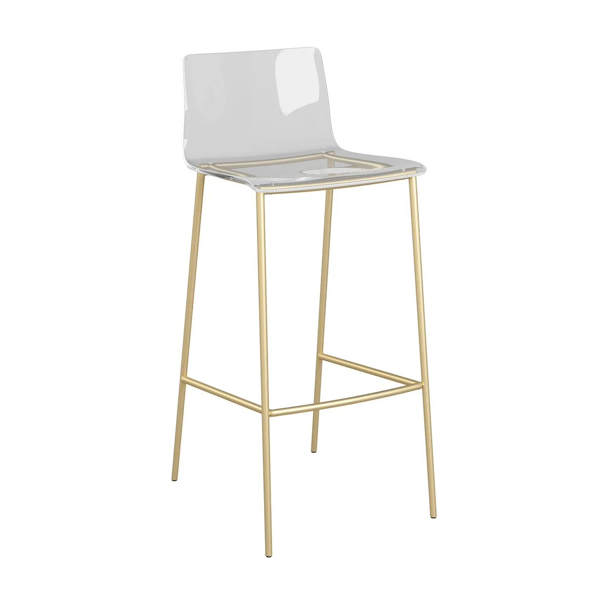 Set of Two Contemporary Acrylic and Gold Bar Stools By Homeroots - Image 2
