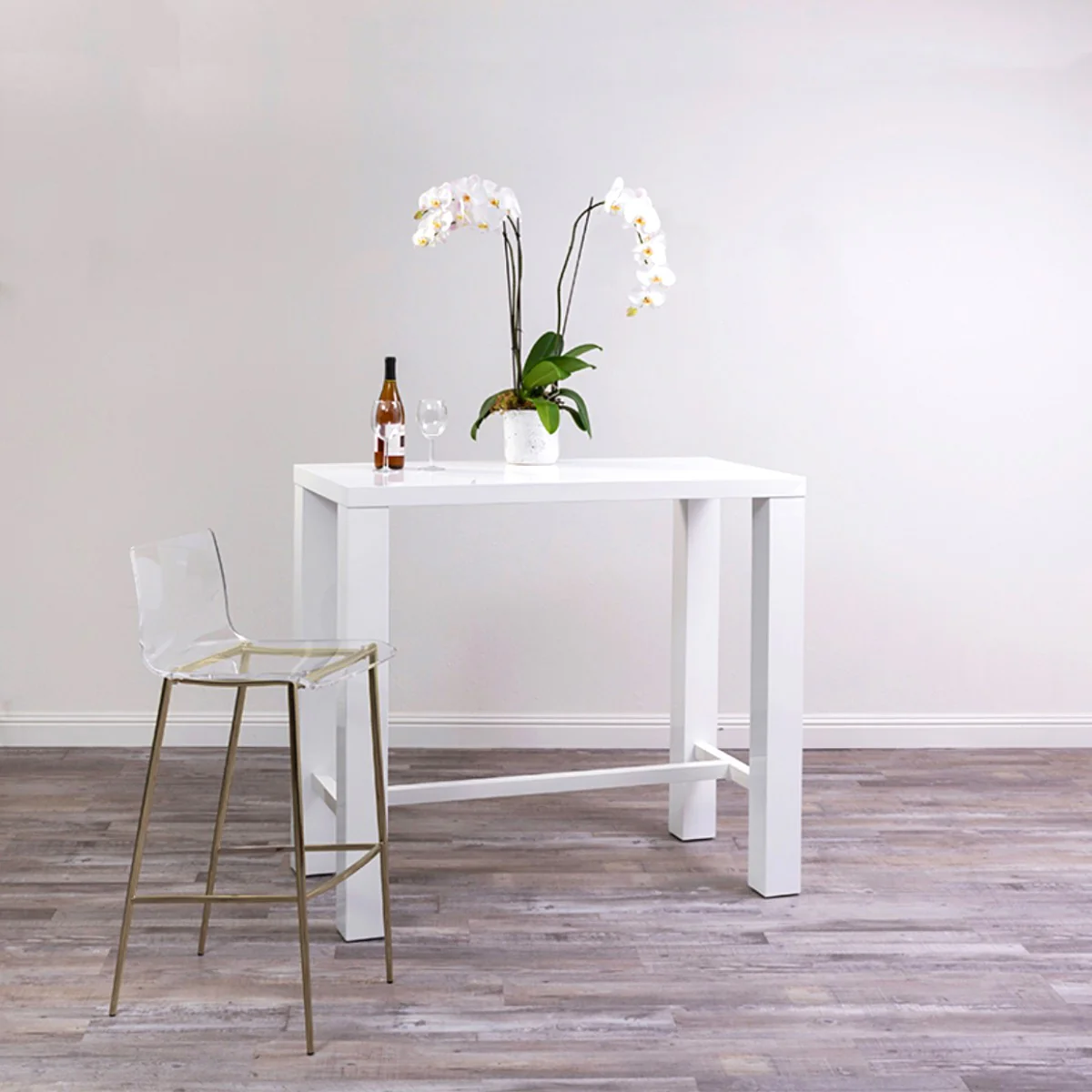 Set of Two Contemporary Acrylic and Gold Bar Stools By Homeroots - Image 6