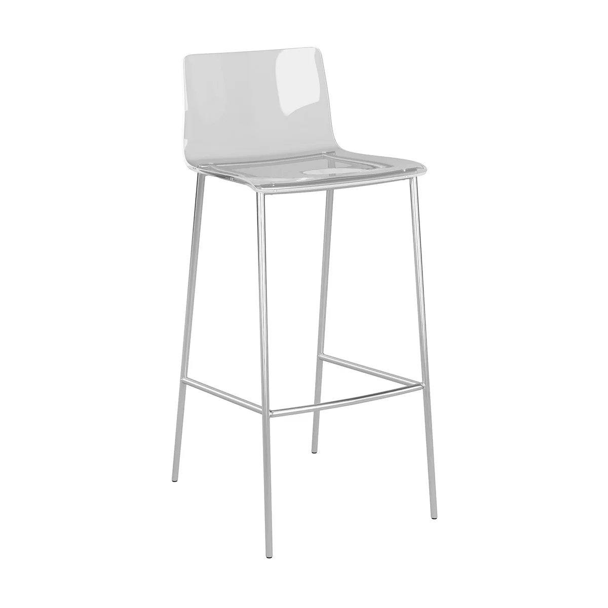 Set of Two Contemporary Acrylic and Nickel Bar Stools By Homeroots - Image 2