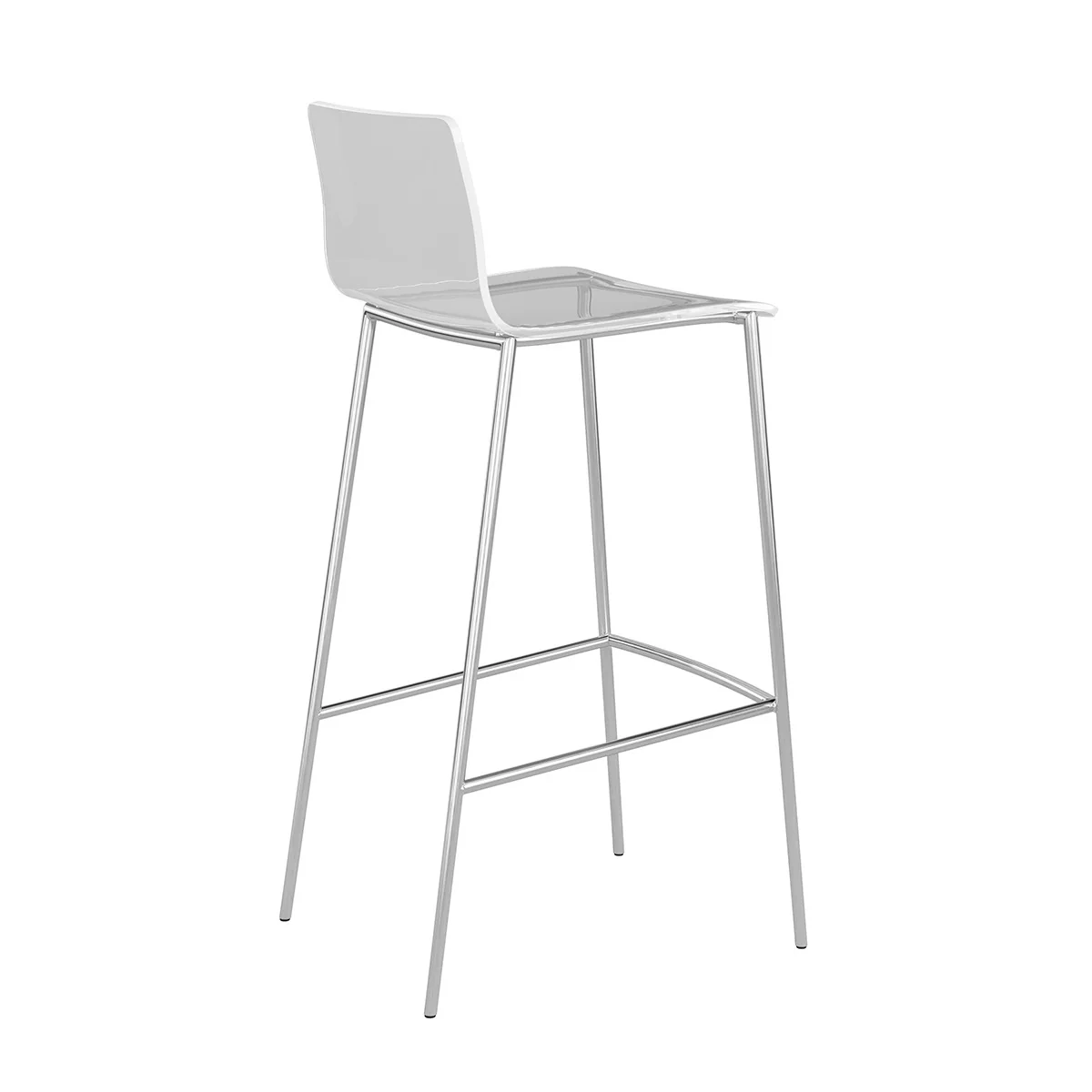 Set of Two Contemporary Acrylic and Nickel Bar Stools By Homeroots - Image 5