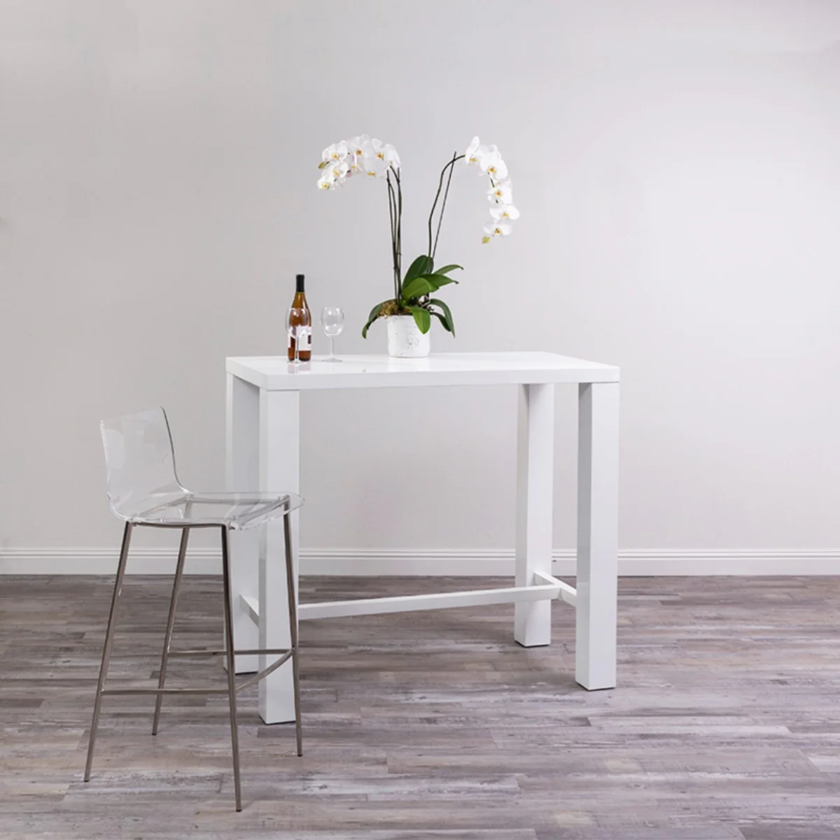 Set of Two Contemporary Acrylic and Nickel Bar Stools By Homeroots - Image 6
