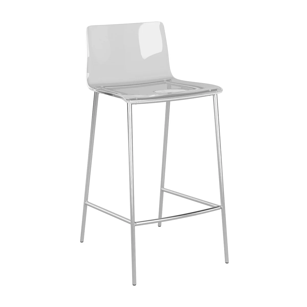 Set of Two Contemporary Acrylic and Nickel Counter Stools By Homeroots - Image 2