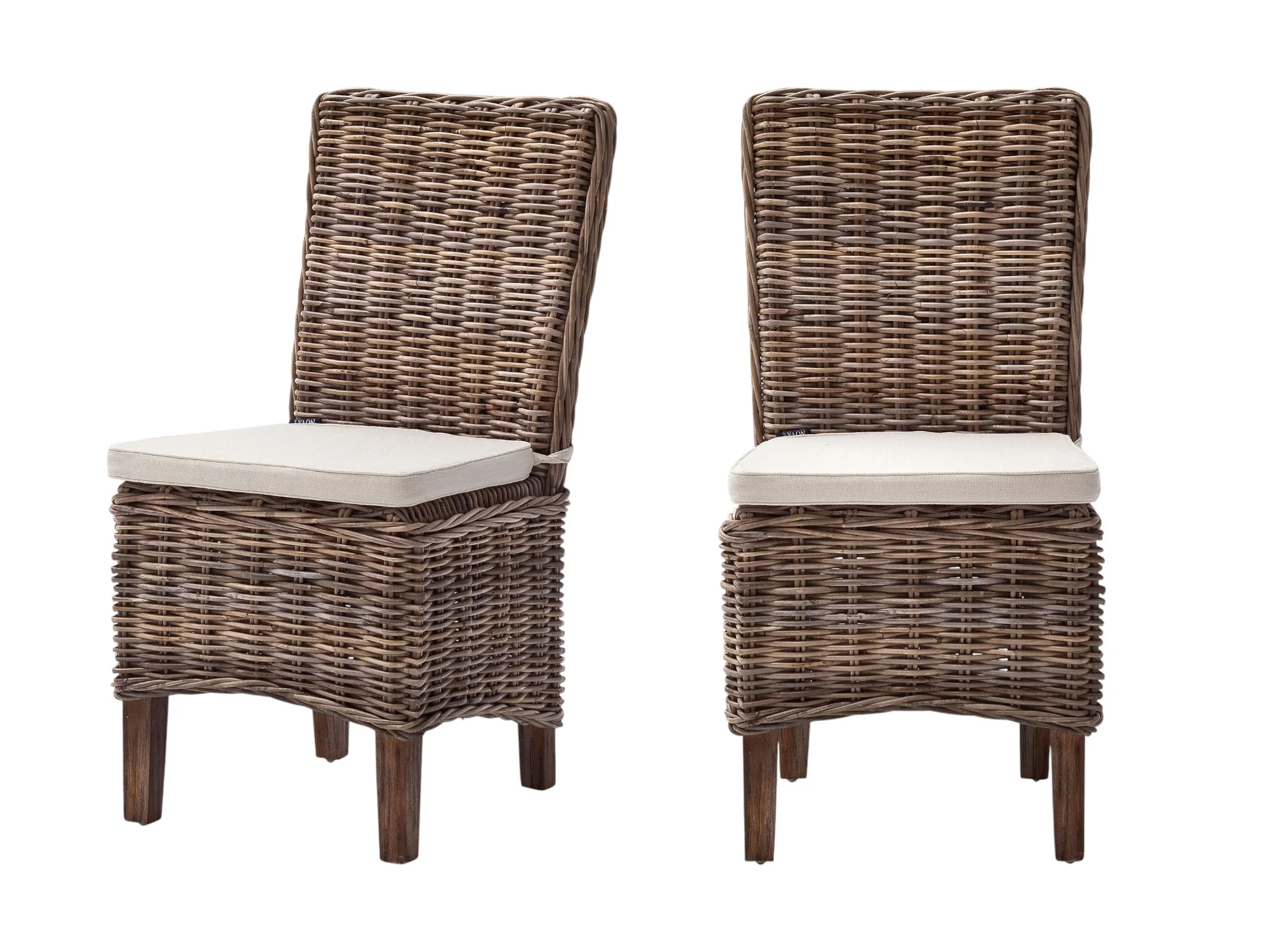 Set of Two Cream And Brown Rattan Dining Parsons Chairs By Homeroots - Image 2