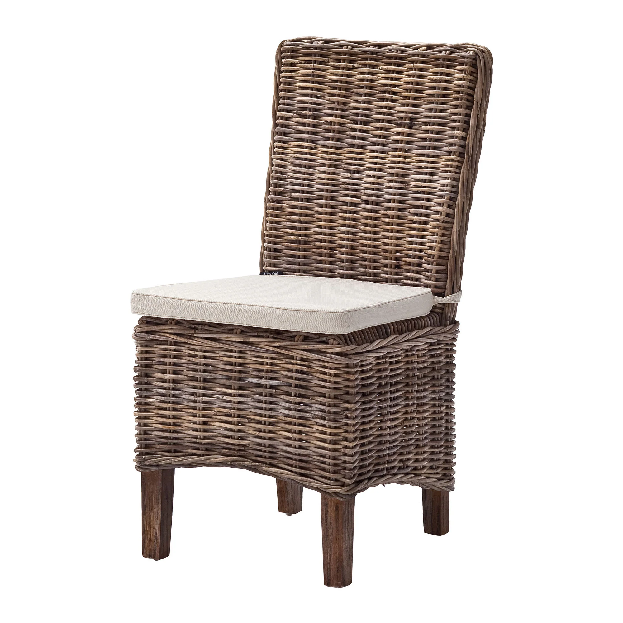 Set of Two Cream And Brown Rattan Dining Parsons Chairs By Homeroots - Image 4