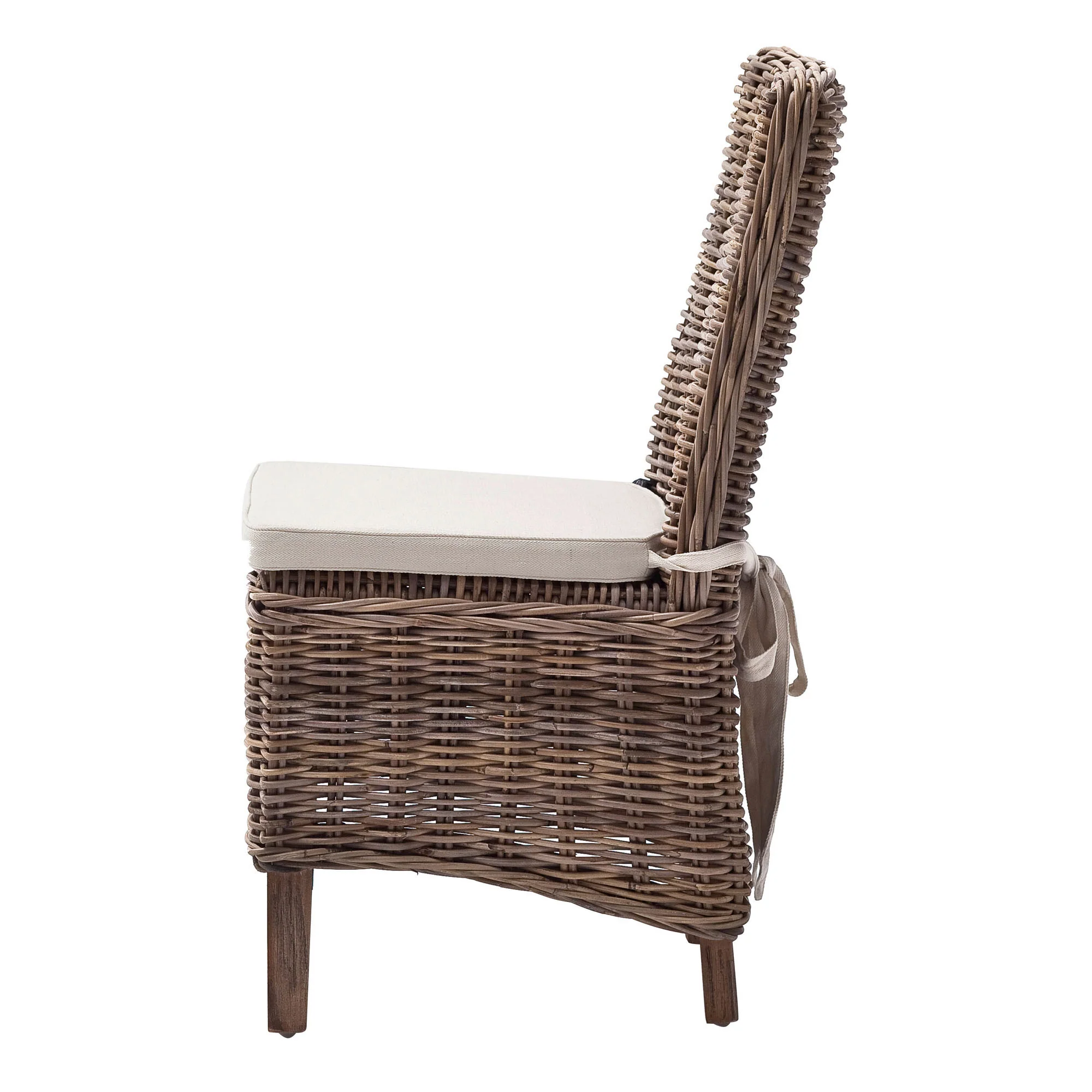 Set of Two Cream And Brown Rattan Dining Parsons Chairs By Homeroots - Image 5