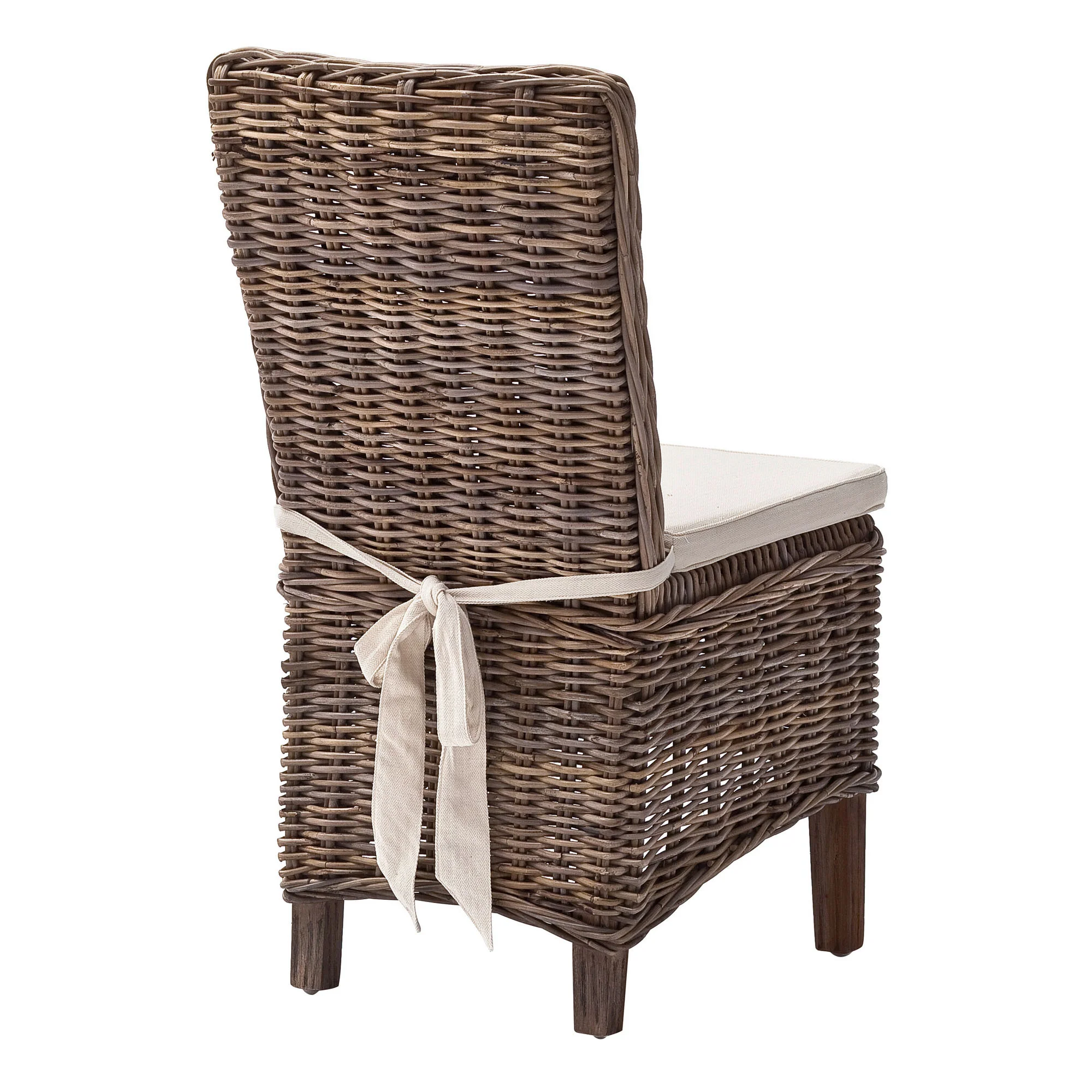Set of Two Cream And Brown Rattan Dining Parsons Chairs By Homeroots - Image 7