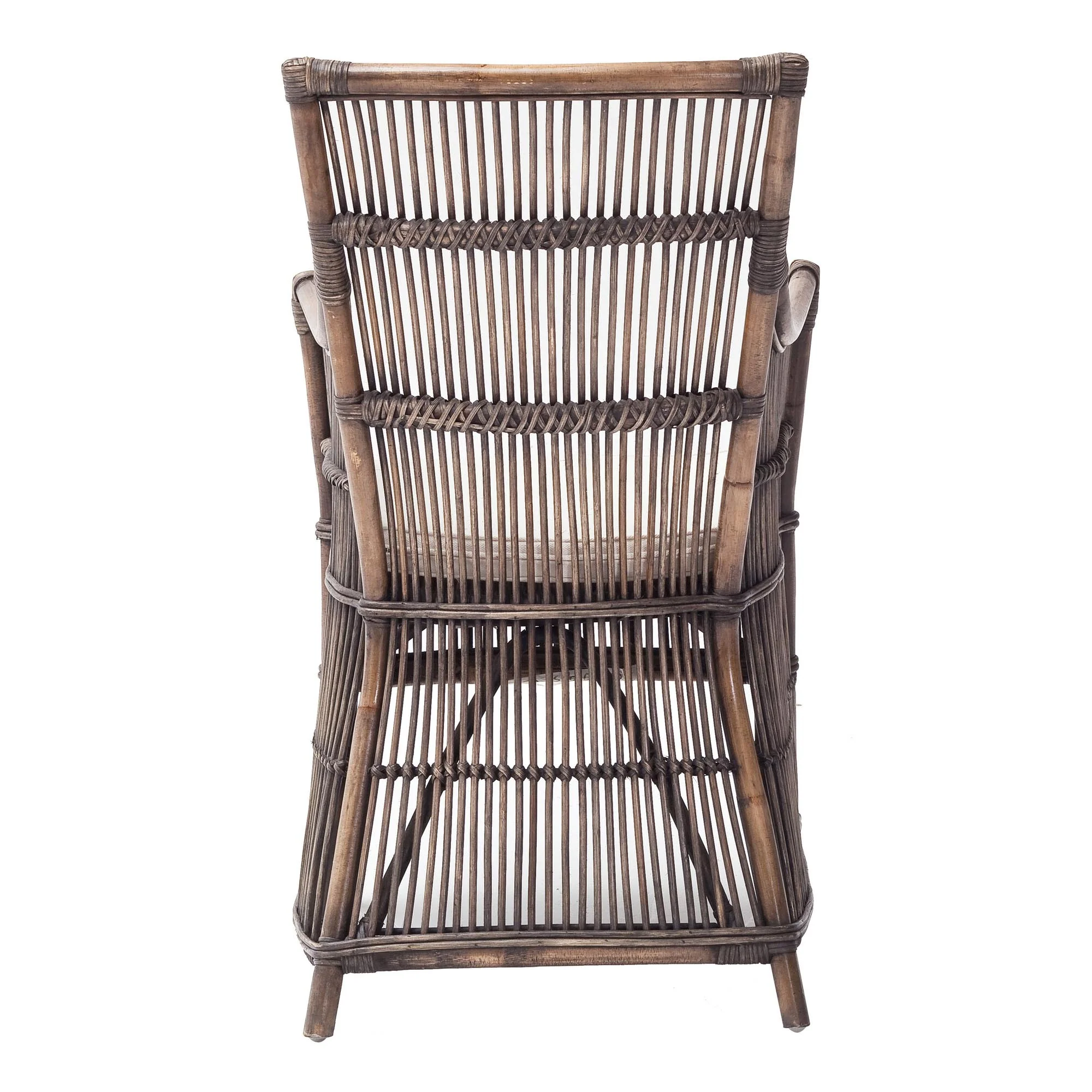 Set of Two Cream And Dark Brown Rattan Slat Back Dining Arm Chairs By Homeroots - Image 7