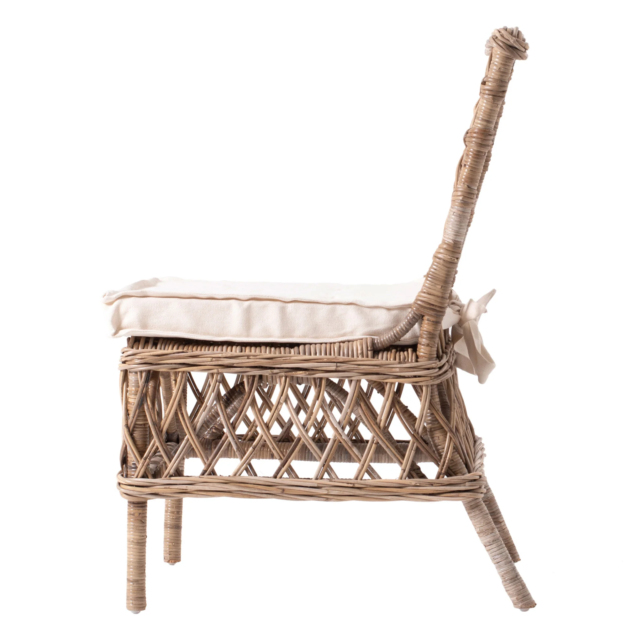 Set of Two Cream And Natural Rattan Cross Back Dining Parsons Chairs By Homeroots - Image 5