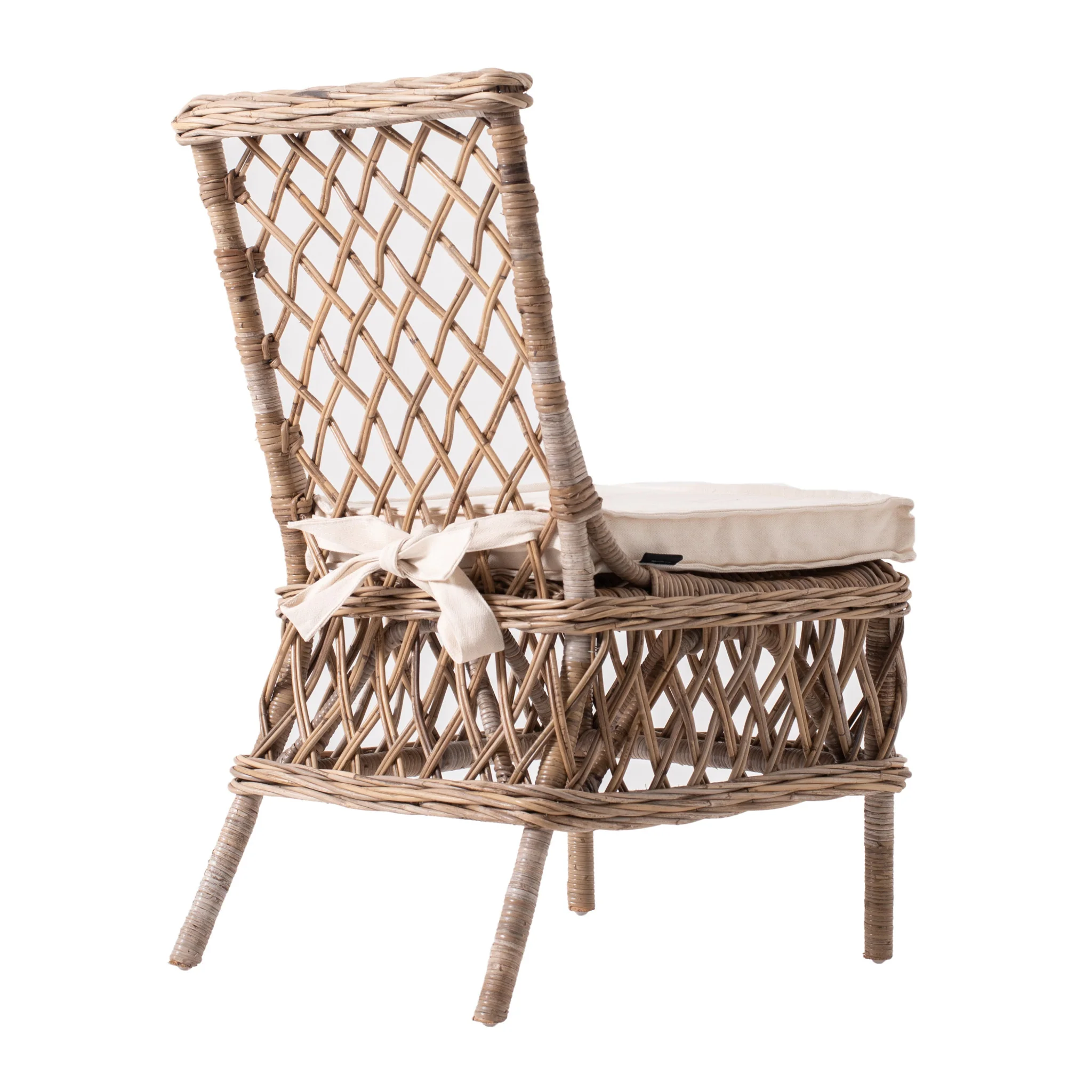 Set of Two Cream And Natural Rattan Cross Back Dining Parsons Chairs By Homeroots - Image 7
