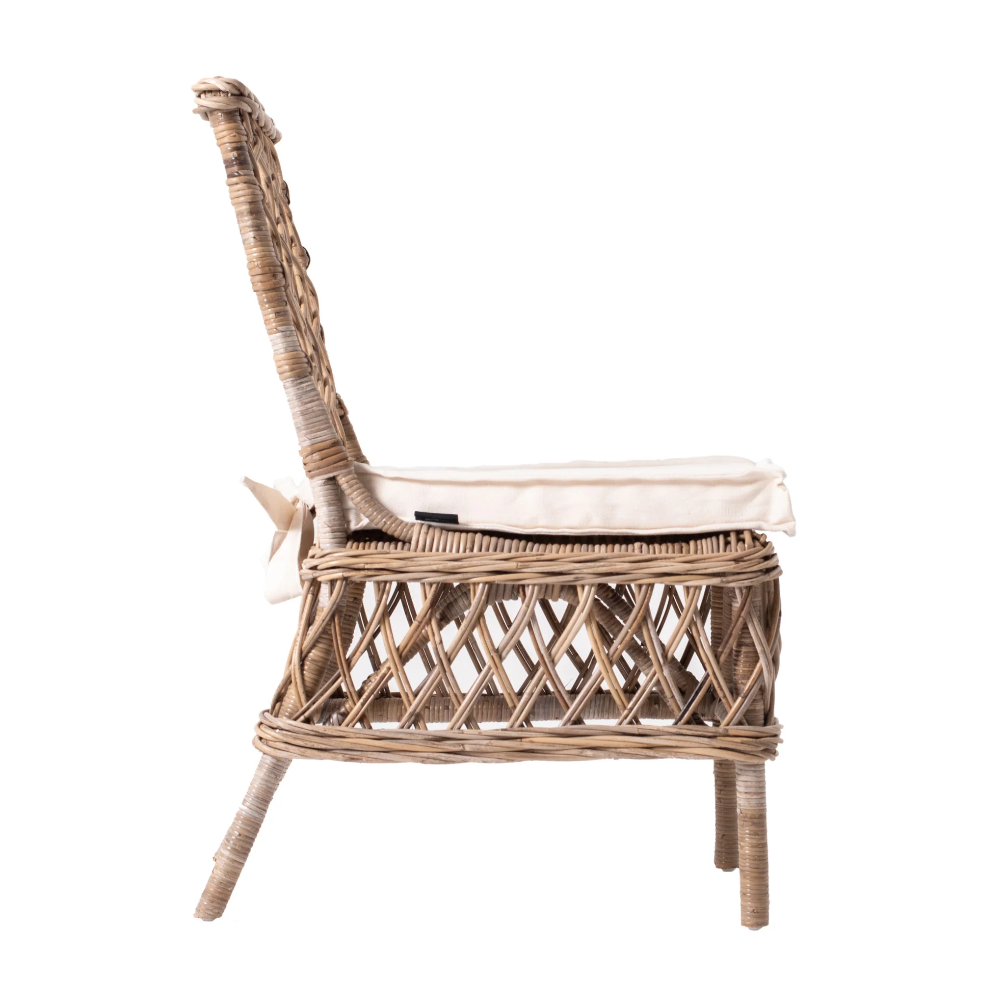 Set of Two Cream And Natural Rattan Cross Back Dining Parsons Chairs By Homeroots - Image 8