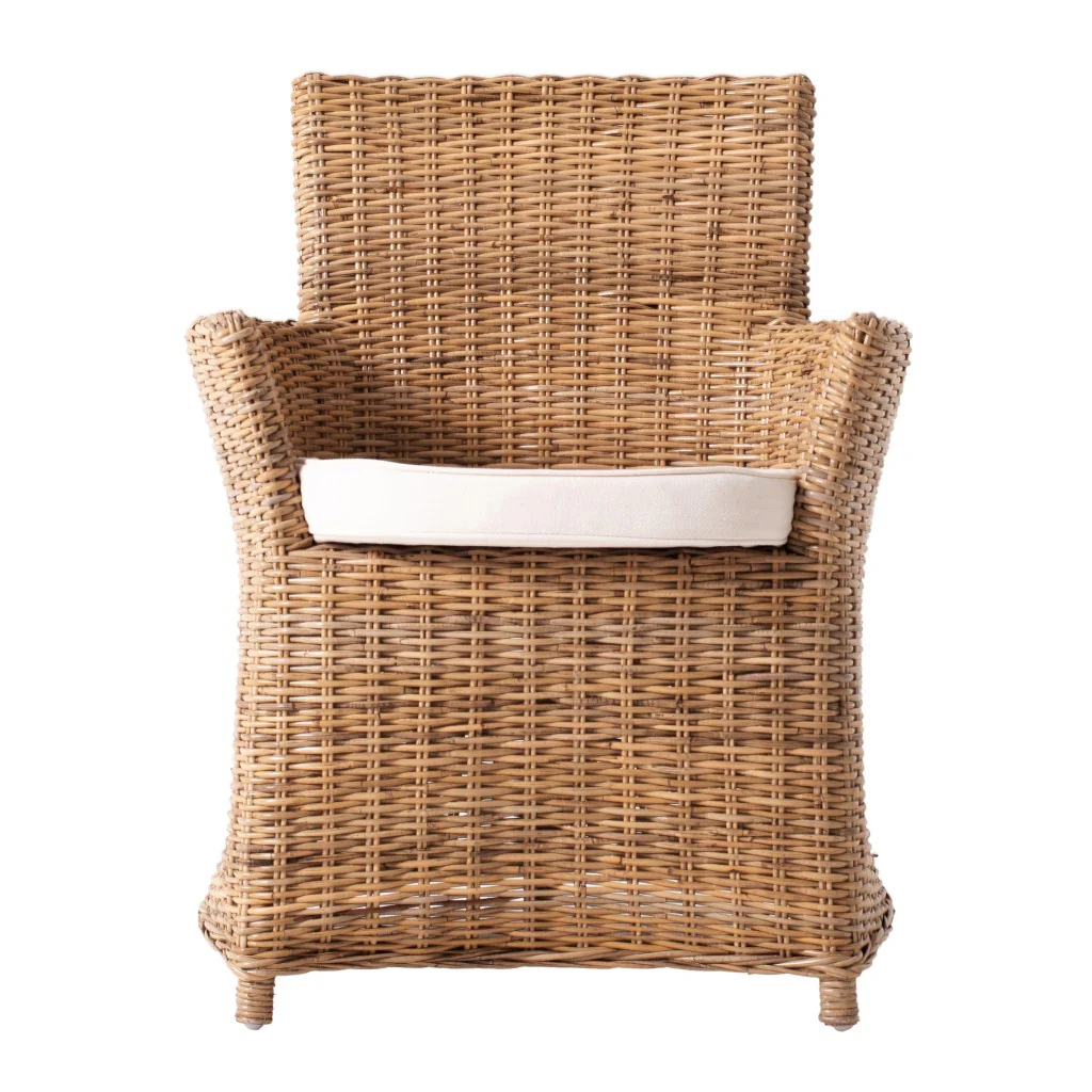 Set of Two Cream And Natural Rattan Dining Arm Chairs By Homeroots - Image 4