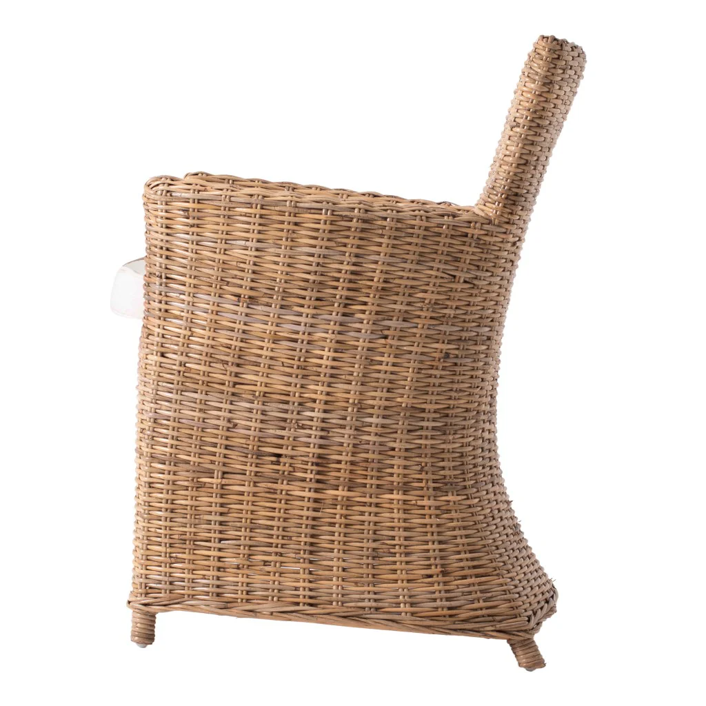Set of Two Cream And Natural Rattan Dining Arm Chairs By Homeroots - Image 5