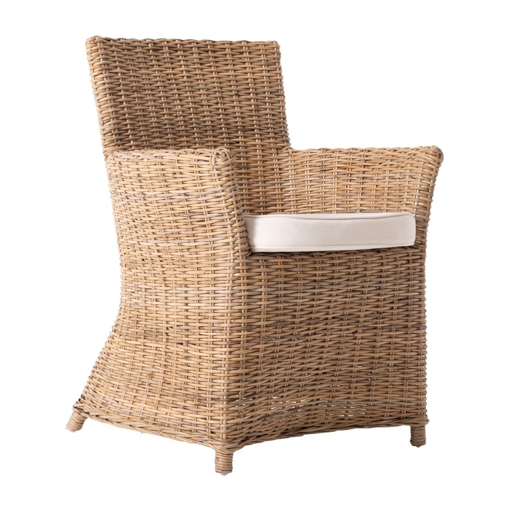 Set of Two Cream And Natural Rattan Dining Arm Chairs By Homeroots - Image 6