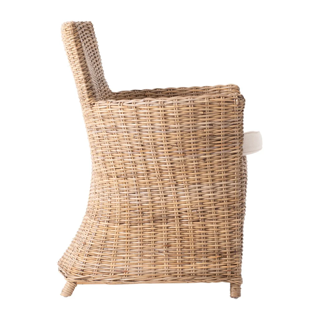 Set of Two Cream And Natural Rattan Dining Arm Chairs By Homeroots - Image 7