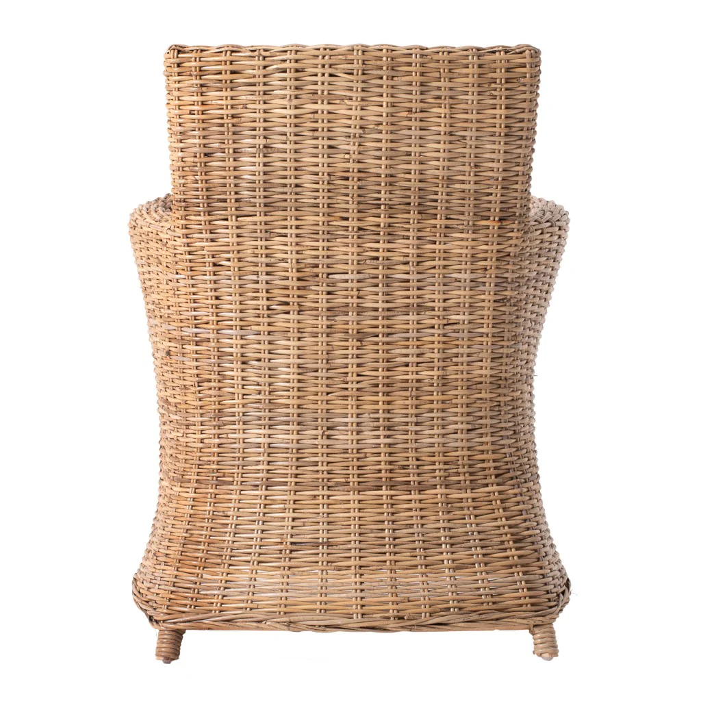 Set of Two Cream And Natural Rattan Dining Arm Chairs By Homeroots - Image 8