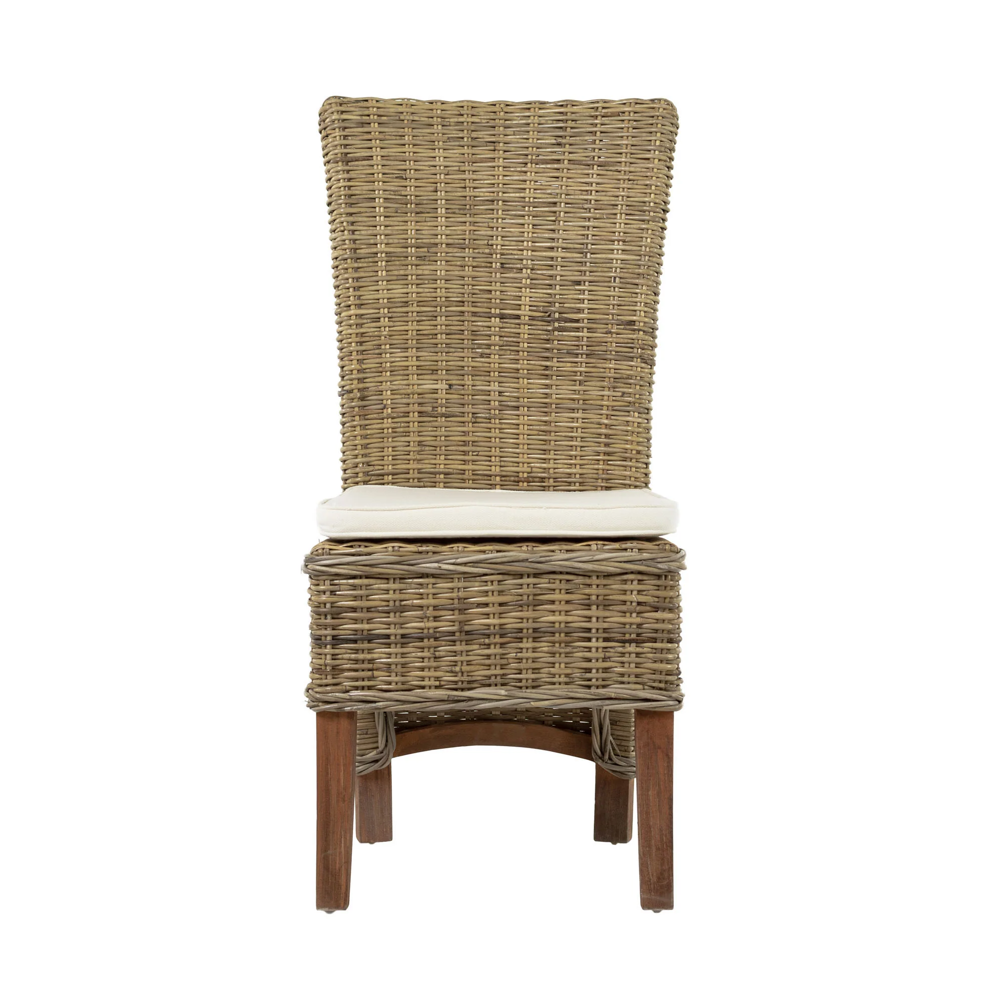 Set of Two Cream And Natural Rattan Dining Parsons Chairs By Homeroots - Image 2