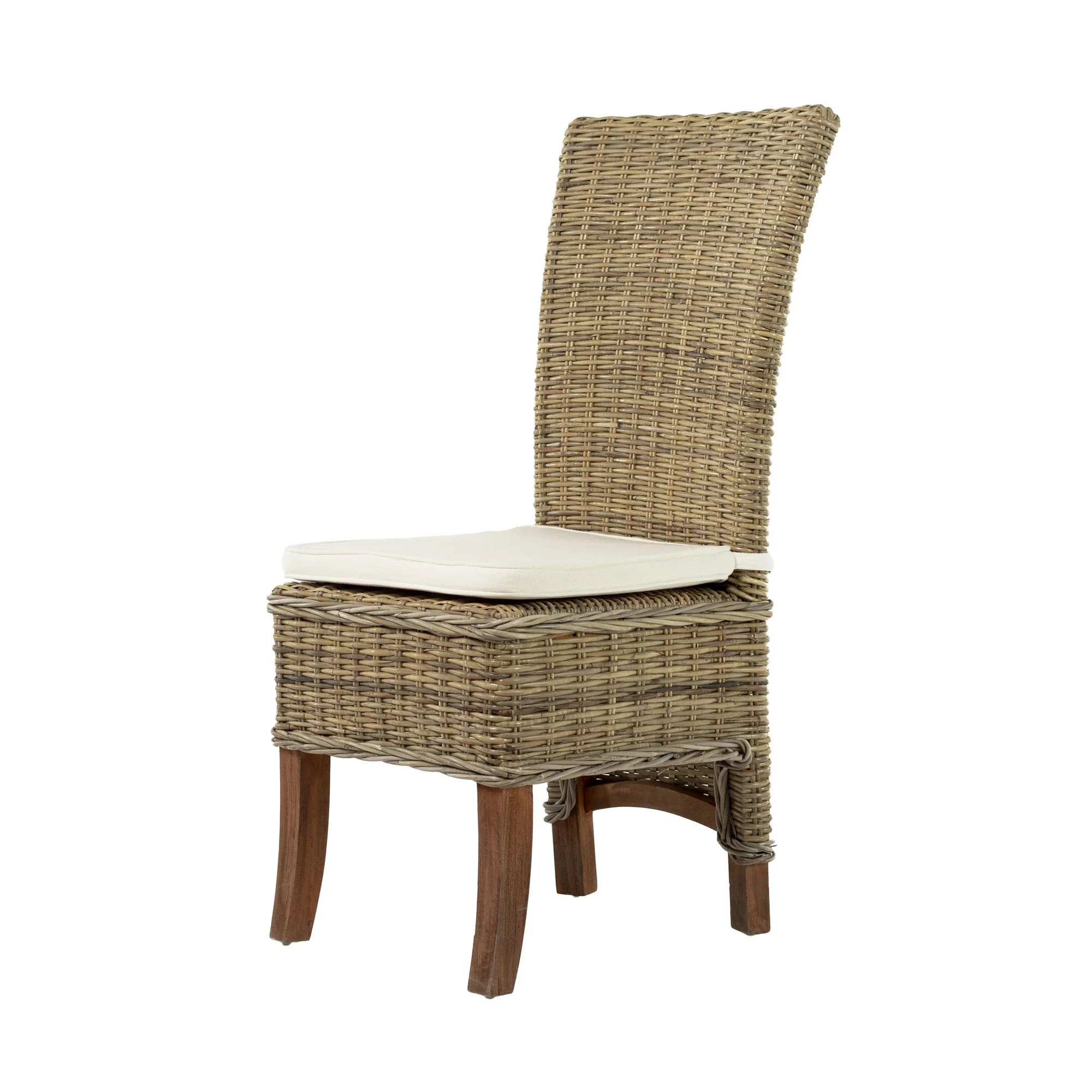 Set of Two Cream And Natural Rattan Dining Parsons Chairs By Homeroots - Image 3