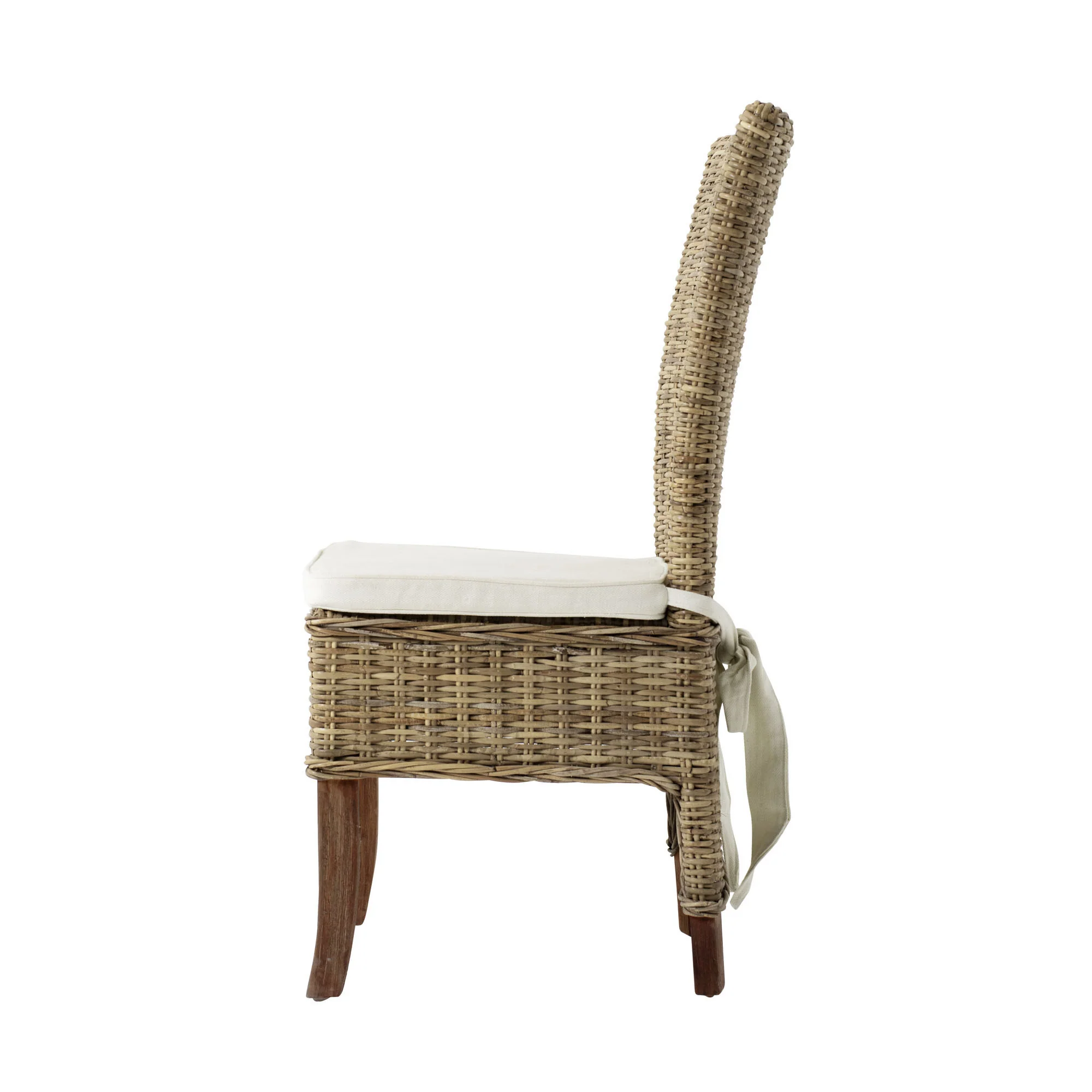 Set of Two Cream And Natural Rattan Dining Parsons Chairs By Homeroots - Image 4