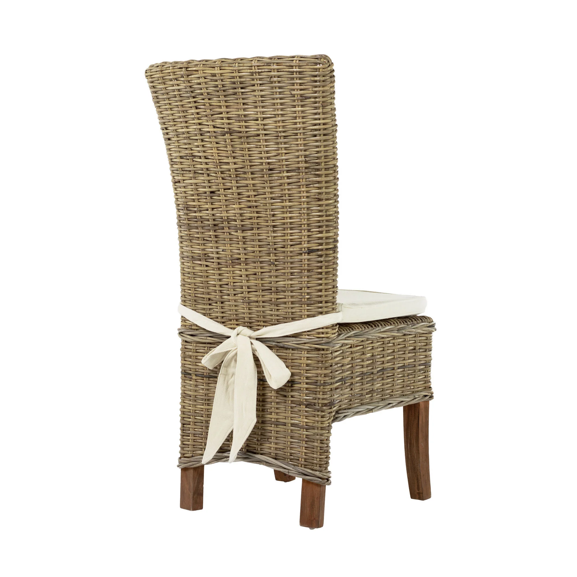 Set of Two Cream And Natural Rattan Dining Parsons Chairs By Homeroots - Image 5