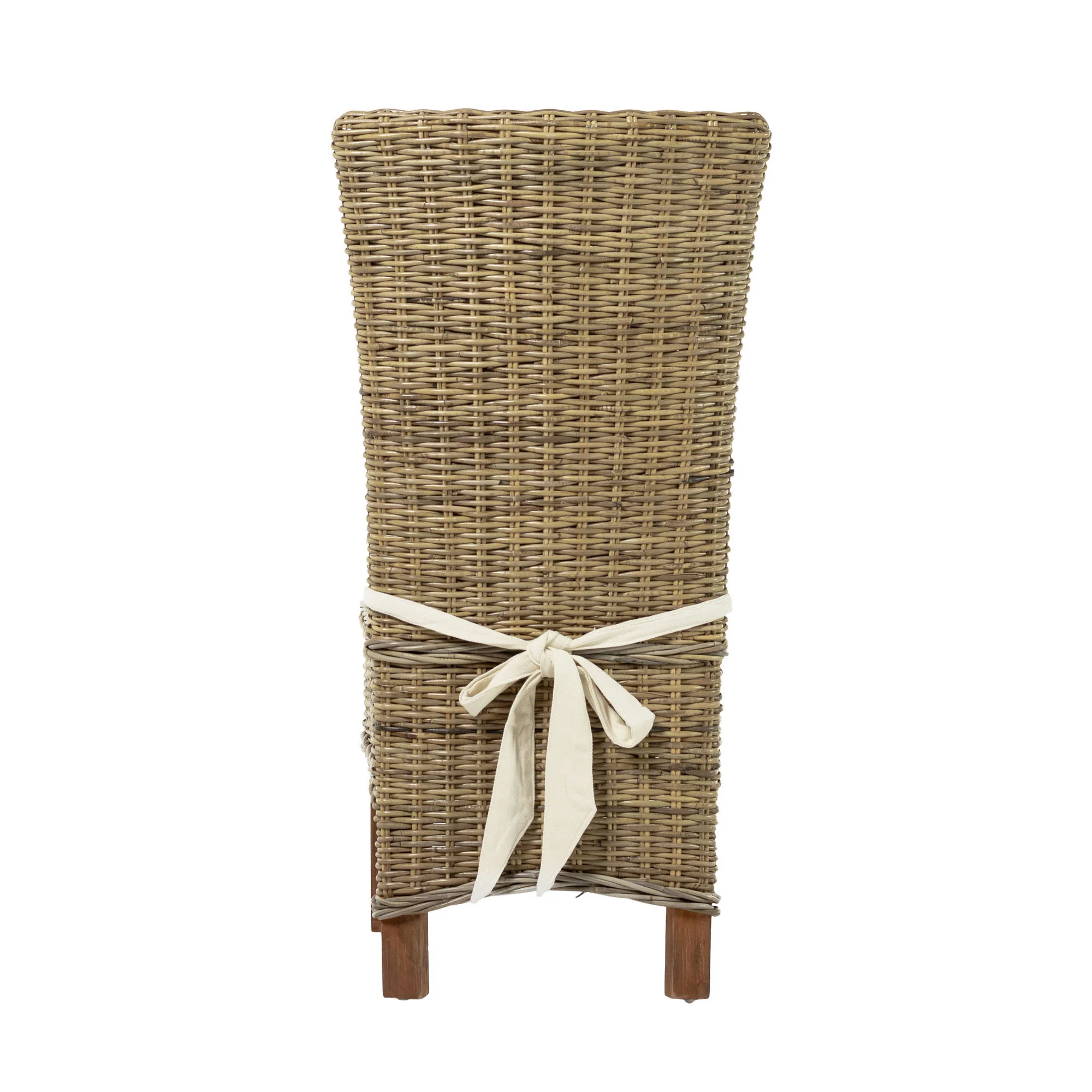 Set of Two Cream And Natural Rattan Dining Parsons Chairs By Homeroots - Image 6