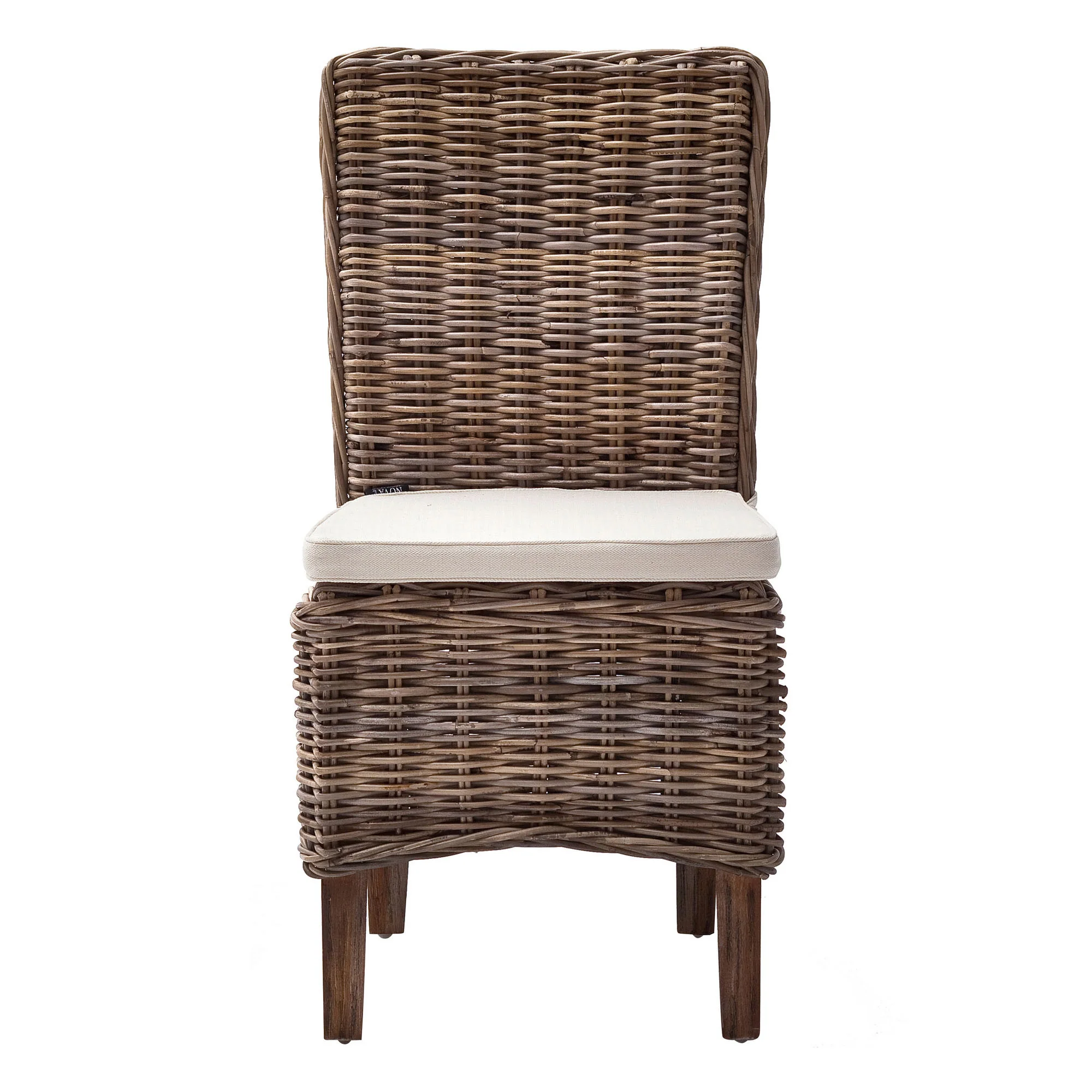 Set of Two Cream And Natural Rattan Dining Parsons Chairs By Homeroots - Image 8