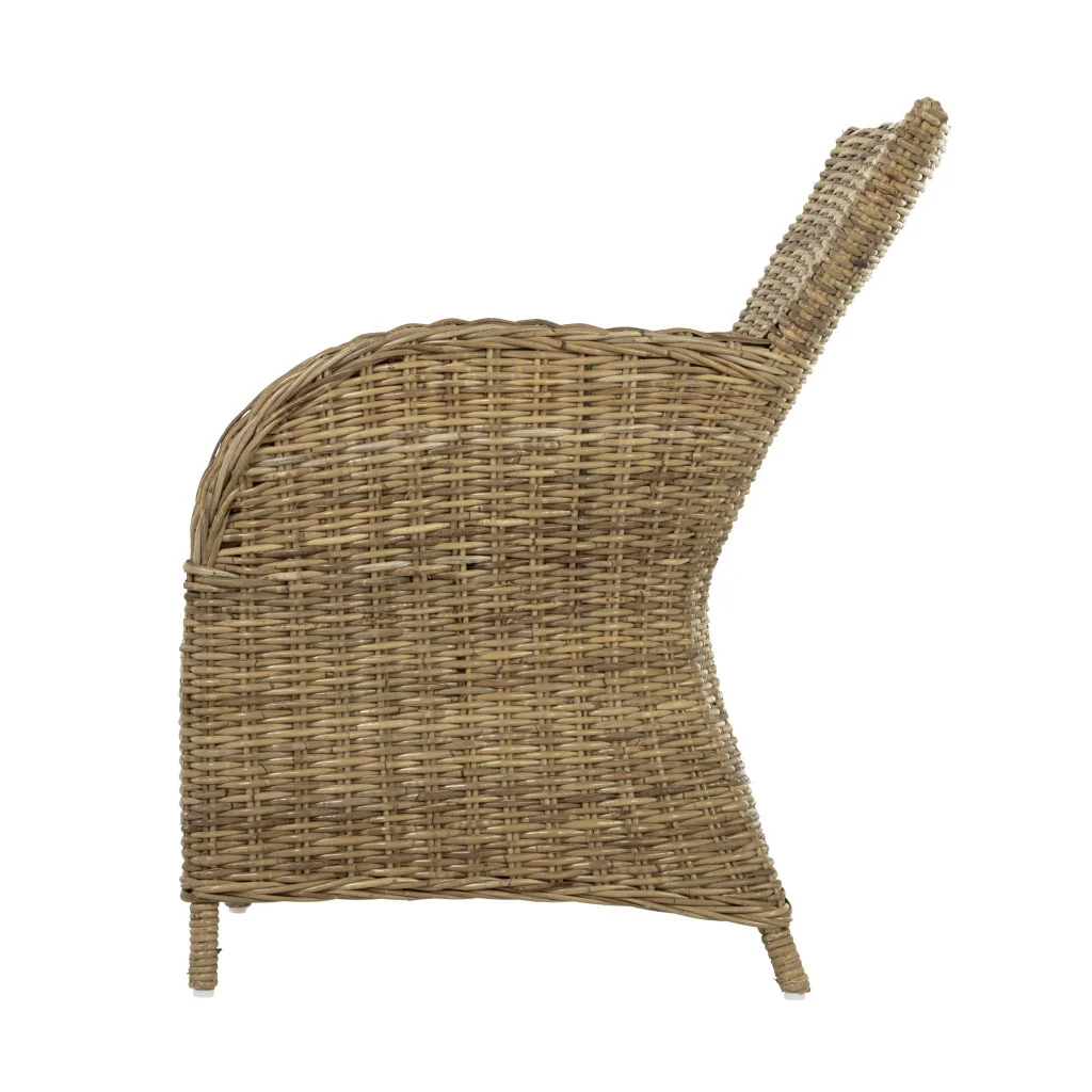 Set of Two Cream And Tan Rattan Dining Arm Chairs By Homeroots - Image 4