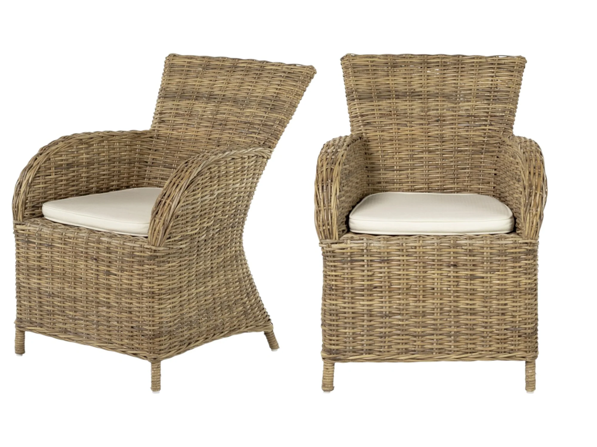 Set of Two Cream And Tan Rattan Dining Arm Chairs By Homeroots - Image 6