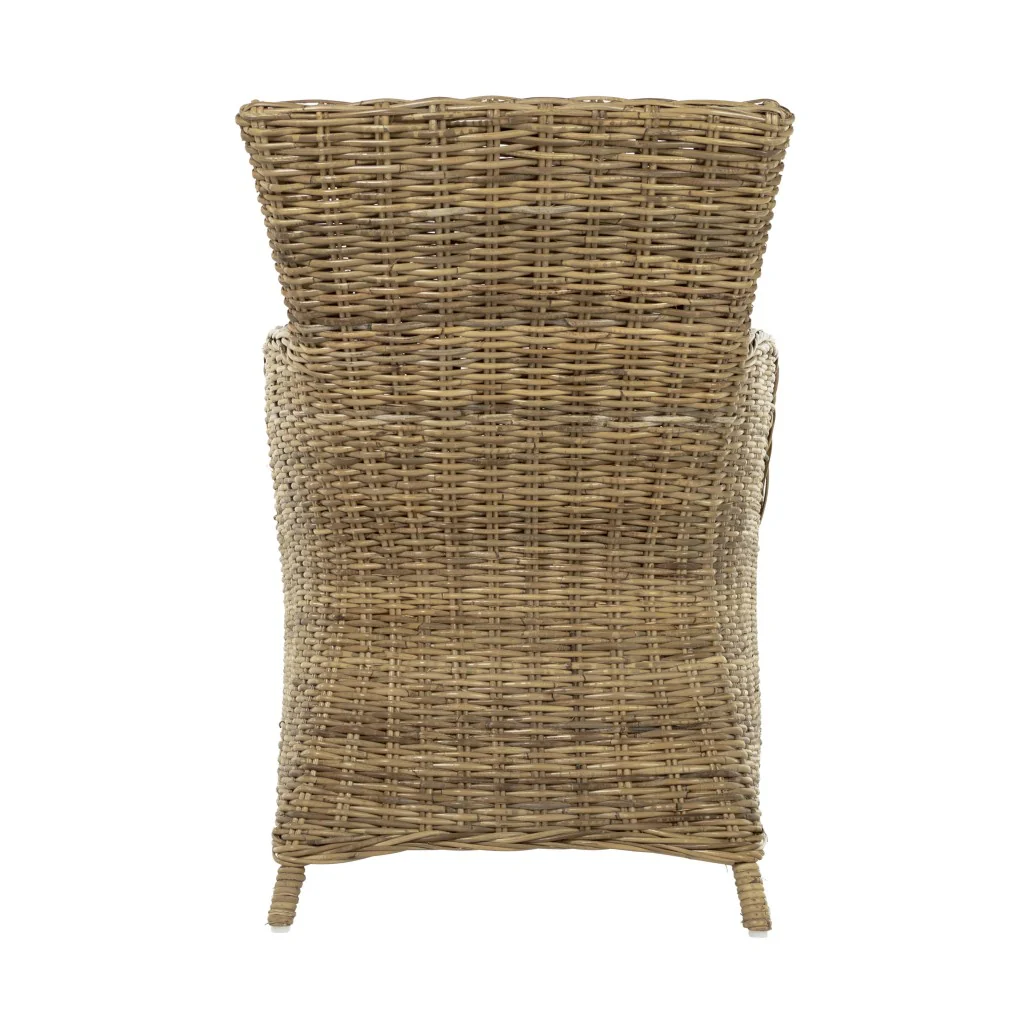 Set of Two Cream And Tan Rattan Dining Arm Chairs By Homeroots - Image 7