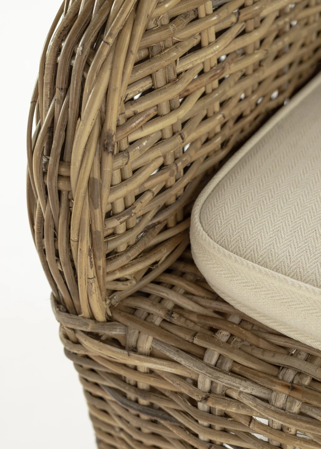 Set of Two Cream And Tan Rattan Dining Arm Chairs By Homeroots - Image 8