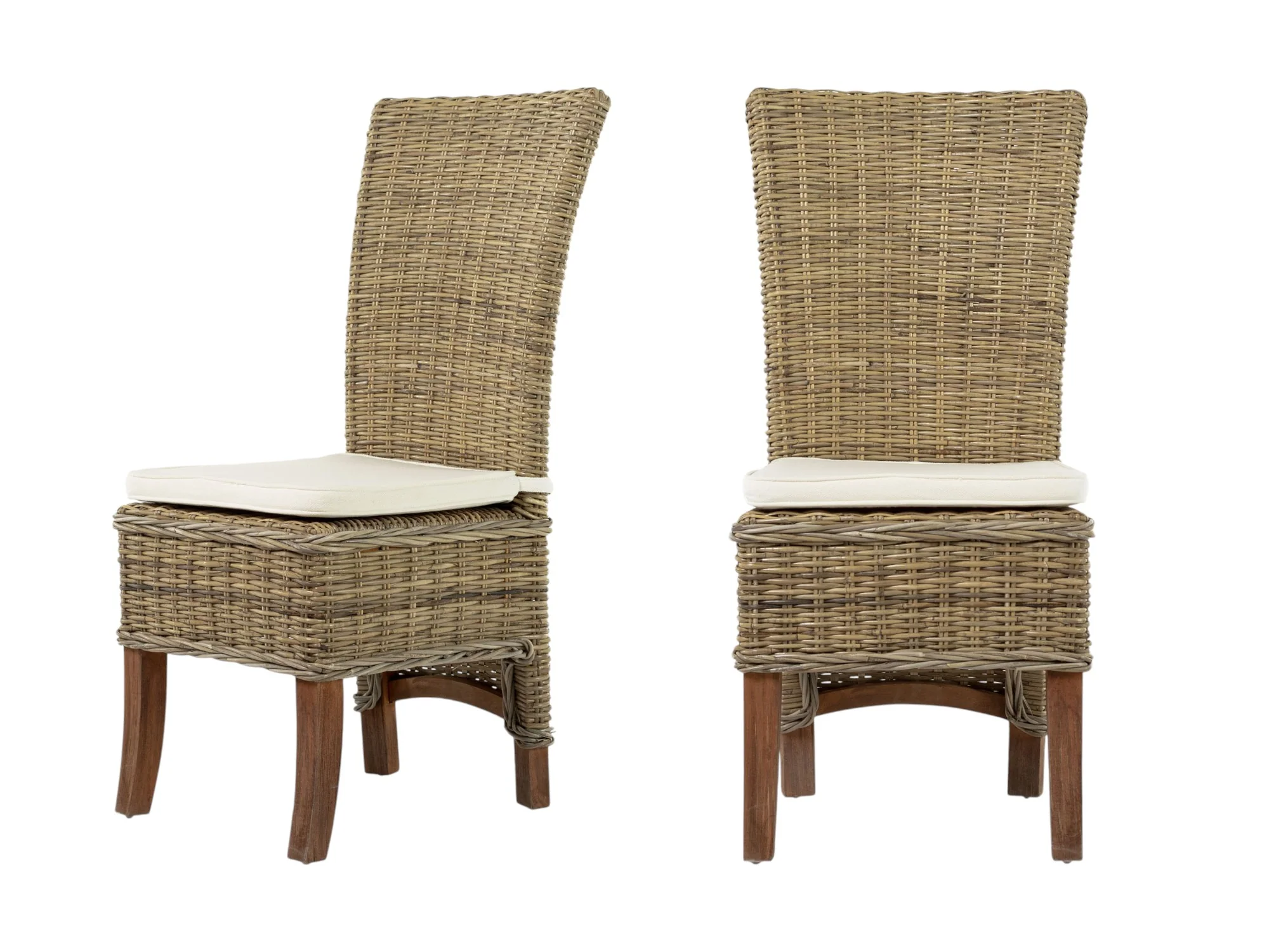 Set of Two Cream And Tan Rattan Dining Arm Chairs By Homeroots - Image 9