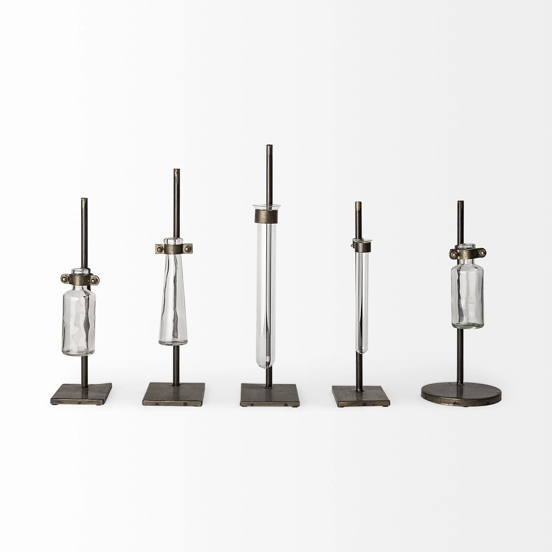 Set of Two Dark Brown Abstract Cylinder Metal Table Vase By Homeroots - Image 2